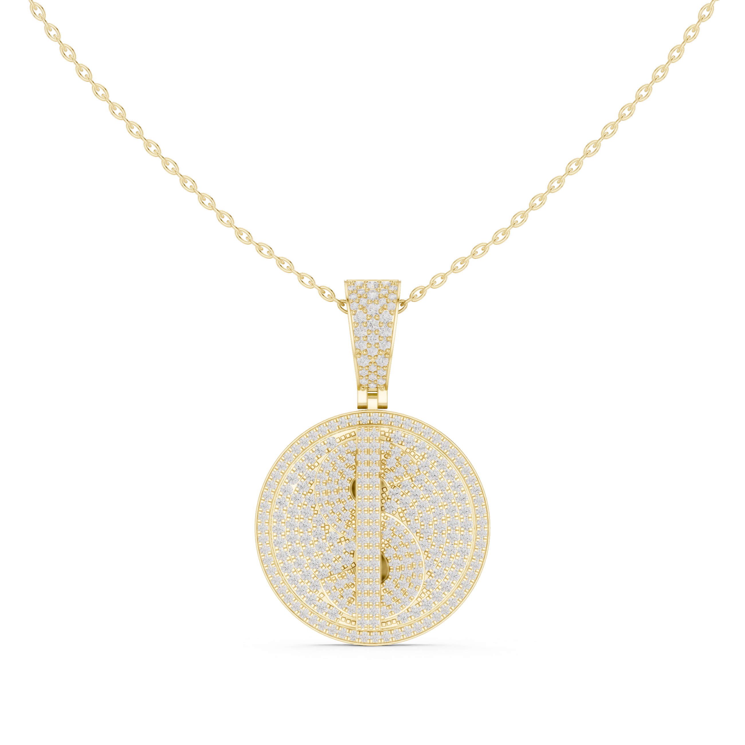 Minimalist Diamond Medallion Pendant | 14K & 18K Gold | IGI Certified