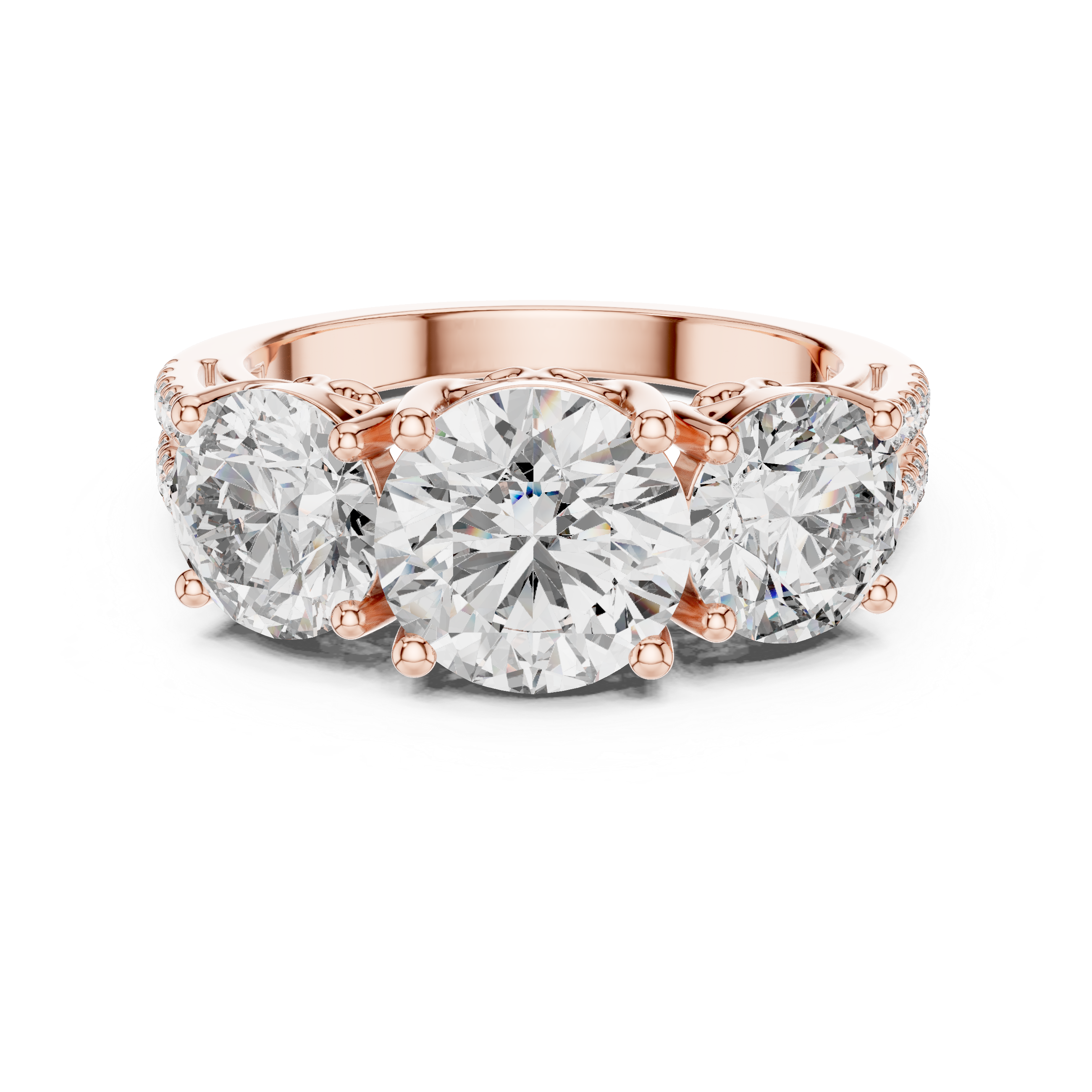 Rose Gold Three-Stone Lab-Grown Diamond Engagement Ring | IGI Certified | Kiashaa Jewellery