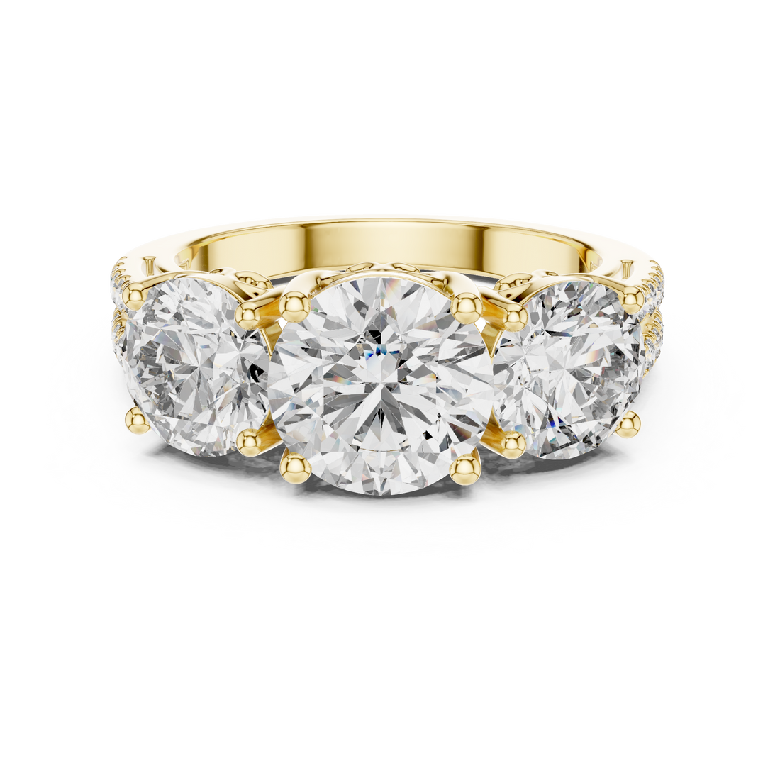 Rose Gold Three-Stone Lab-Grown Diamond Engagement Ring | IGI Certified | Kiashaa Jewellery