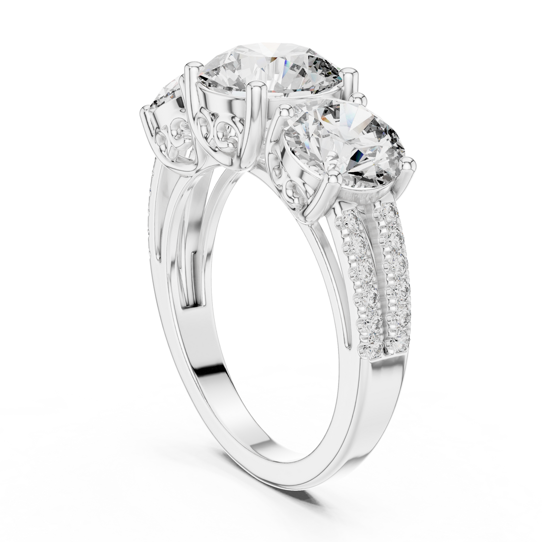 Rose Gold Three-Stone Lab-Grown Diamond Engagement Ring | IGI Certified | Kiashaa Jewellery