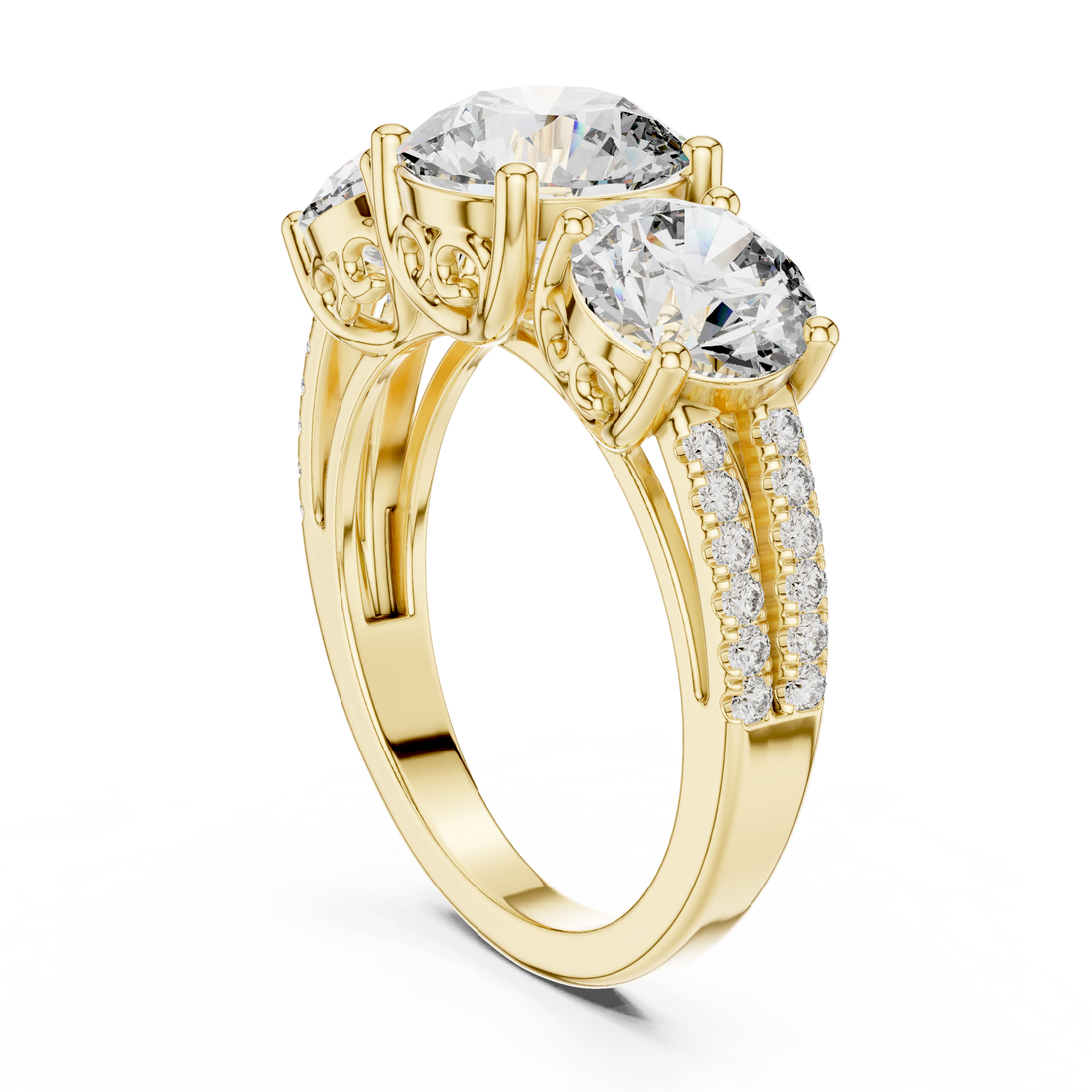 Rose Gold Three-Stone Lab-Grown Diamond Engagement Ring | IGI Certified | Kiashaa Jewellery