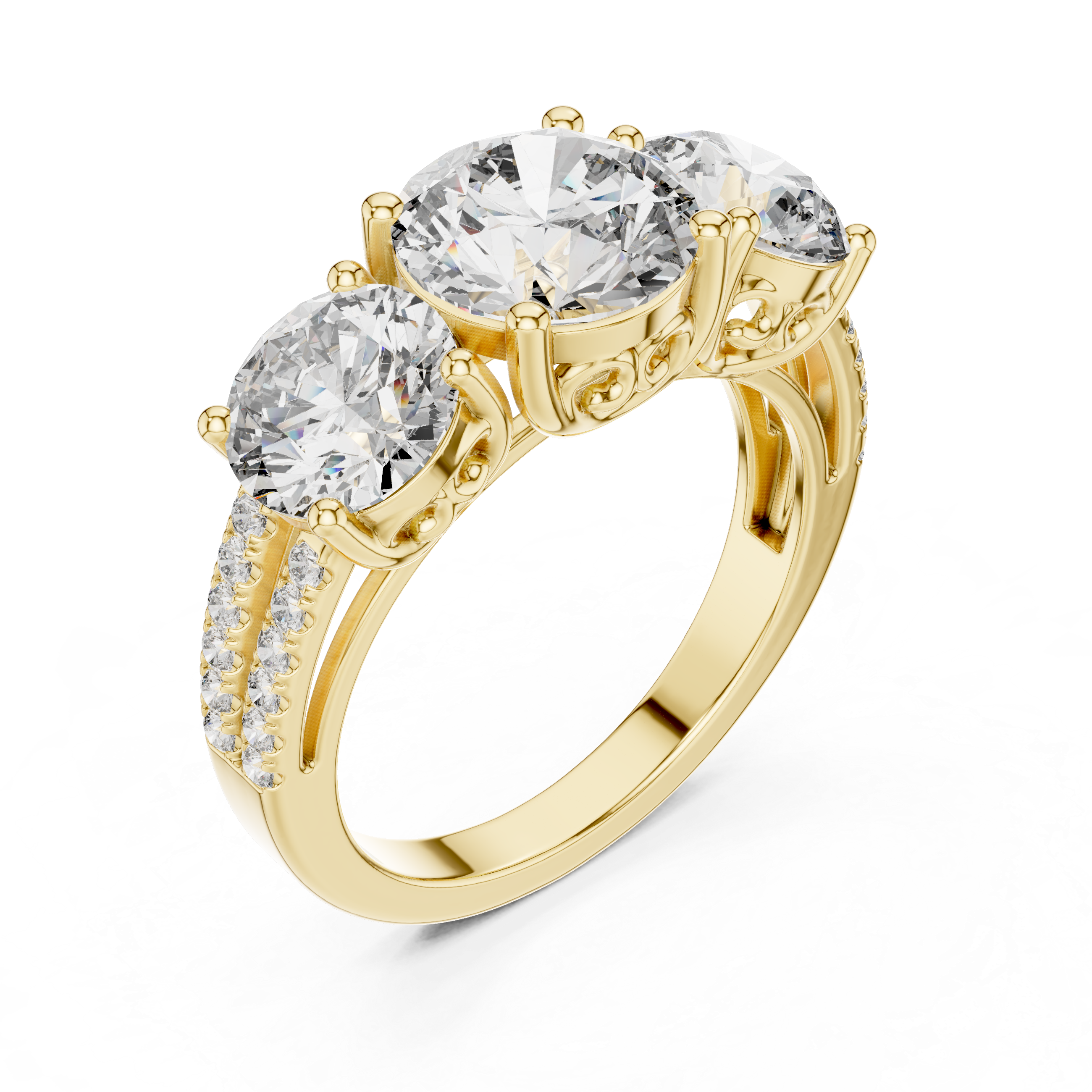Rose Gold Three-Stone Lab-Grown Diamond Engagement Ring | IGI Certified | Kiashaa Jewellery