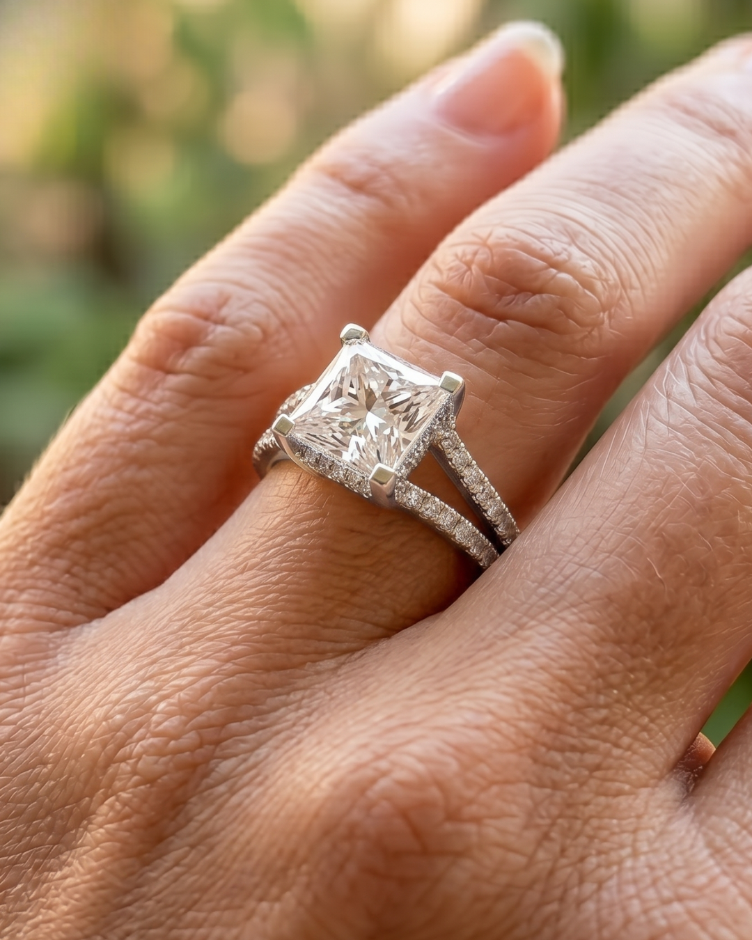 Elegant 2 carat princess-cut lab-grown diamond ring by Kiashaa Jewellery in rose gold for engagements and anniversaries.