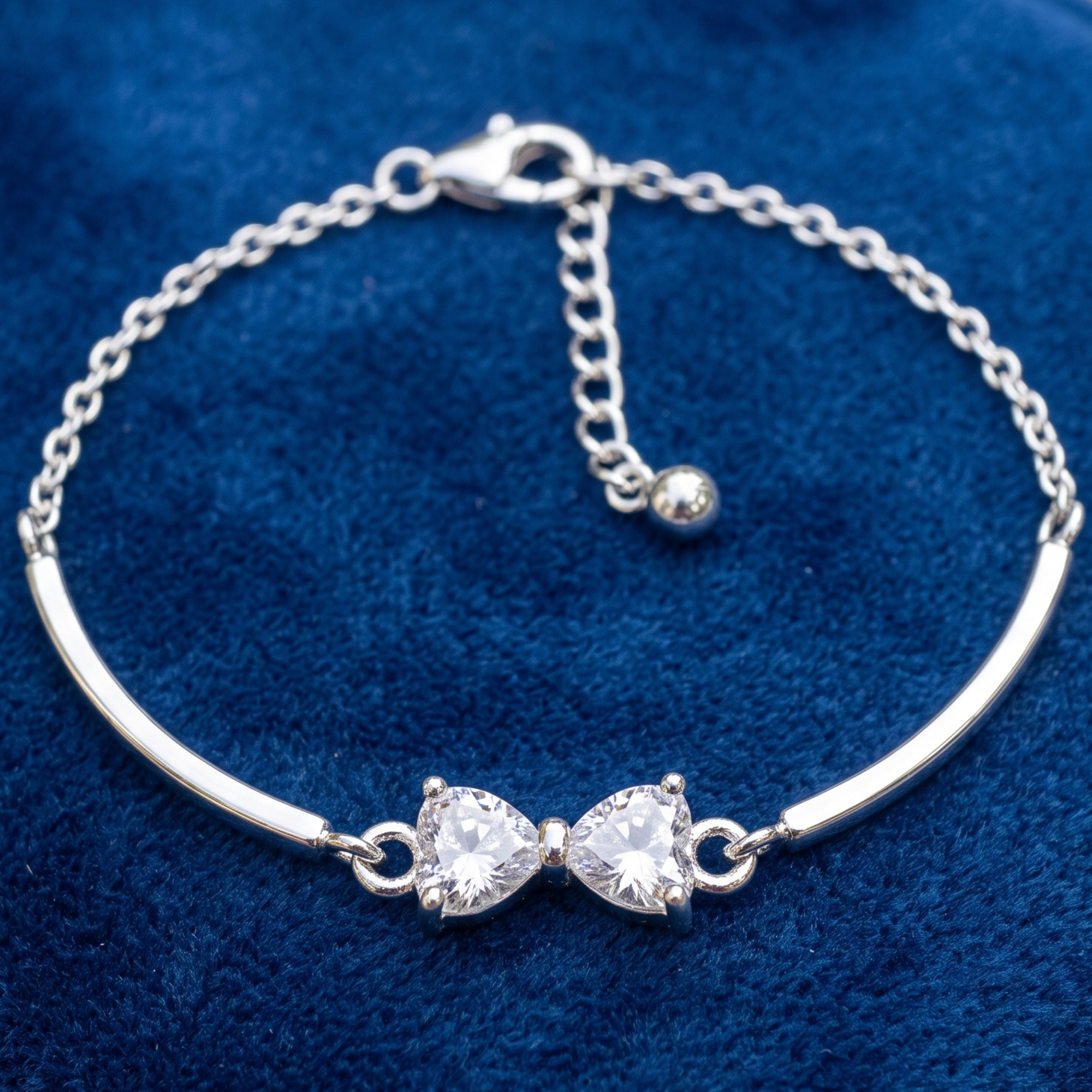 Kiashaa Jewellery 0.96 CTW twin heart diamond bracelet in polished rose gold.