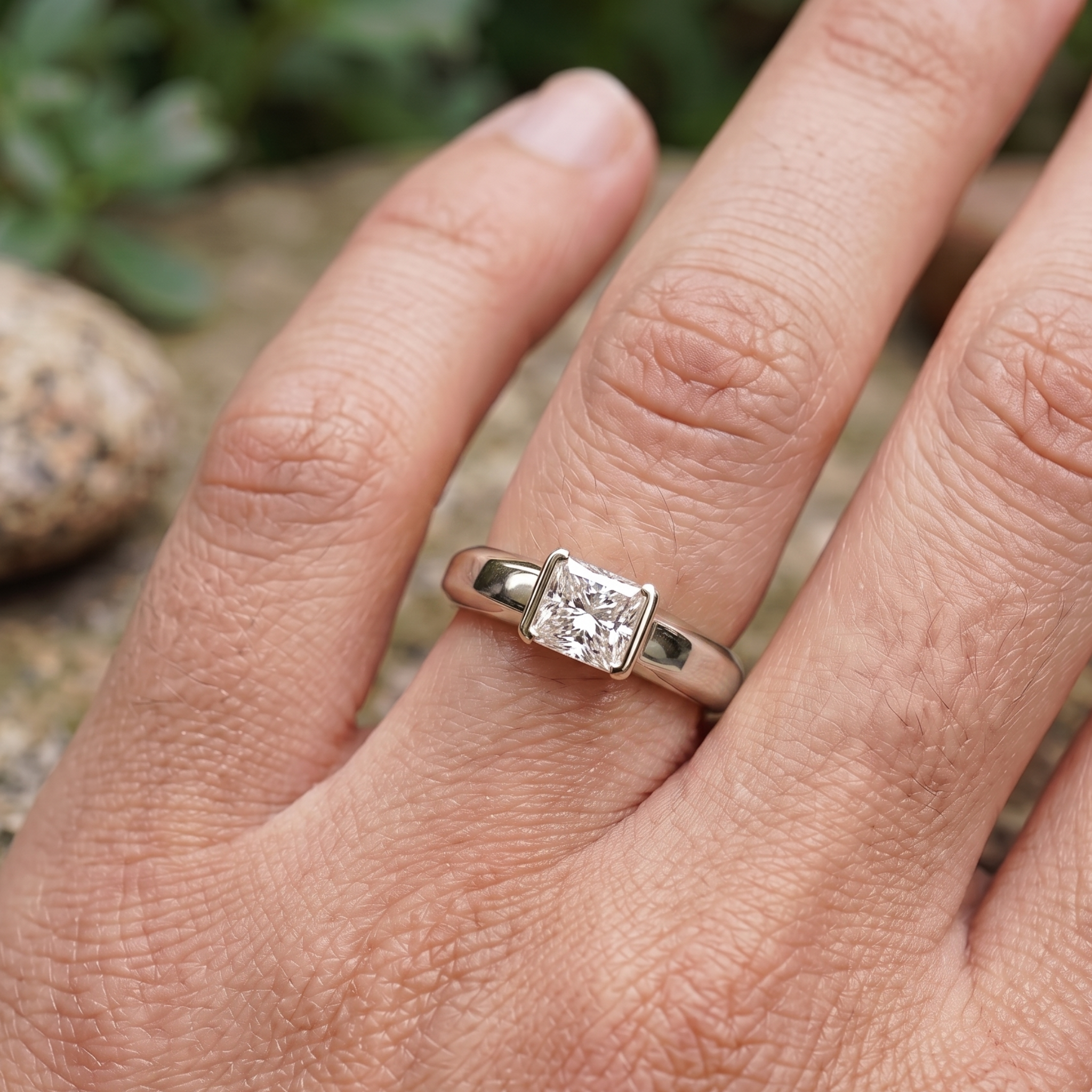 Kiashaa Jewellery 1.93 CT princess-cut solitaire ring in polished yellow gold.
