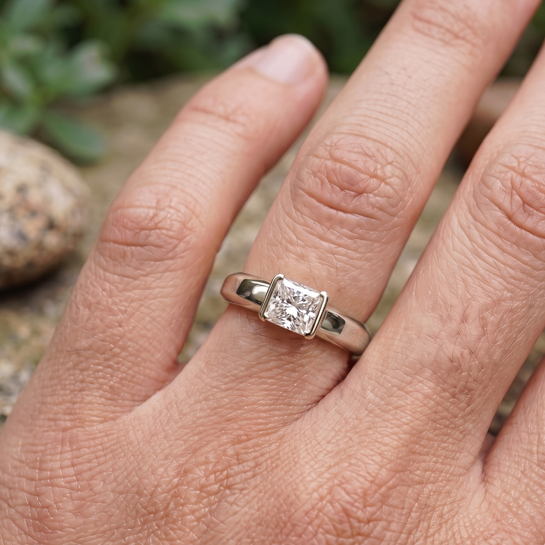 Kiashaa Jewellery 1.93 CT princess-cut solitaire ring in polished yellow gold.