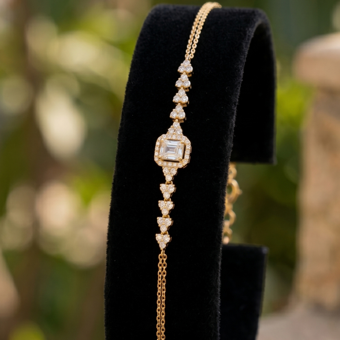 Amour Royale 1.50 CT Asscher Halo Diamond Bracelet