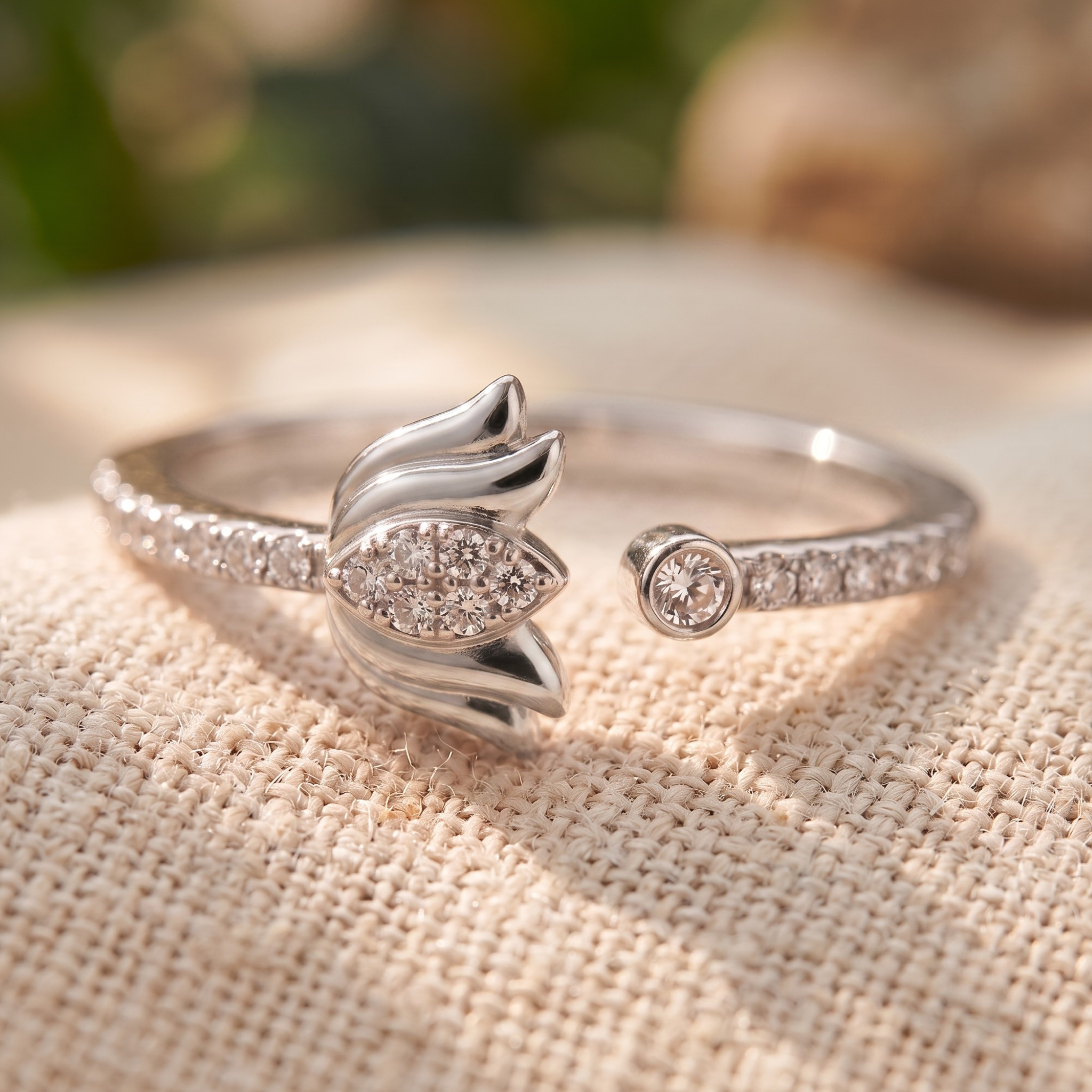 Kiashaa Jewellery 0.68 CTW swan diamond open cuff bracelet in polished rose gold.
