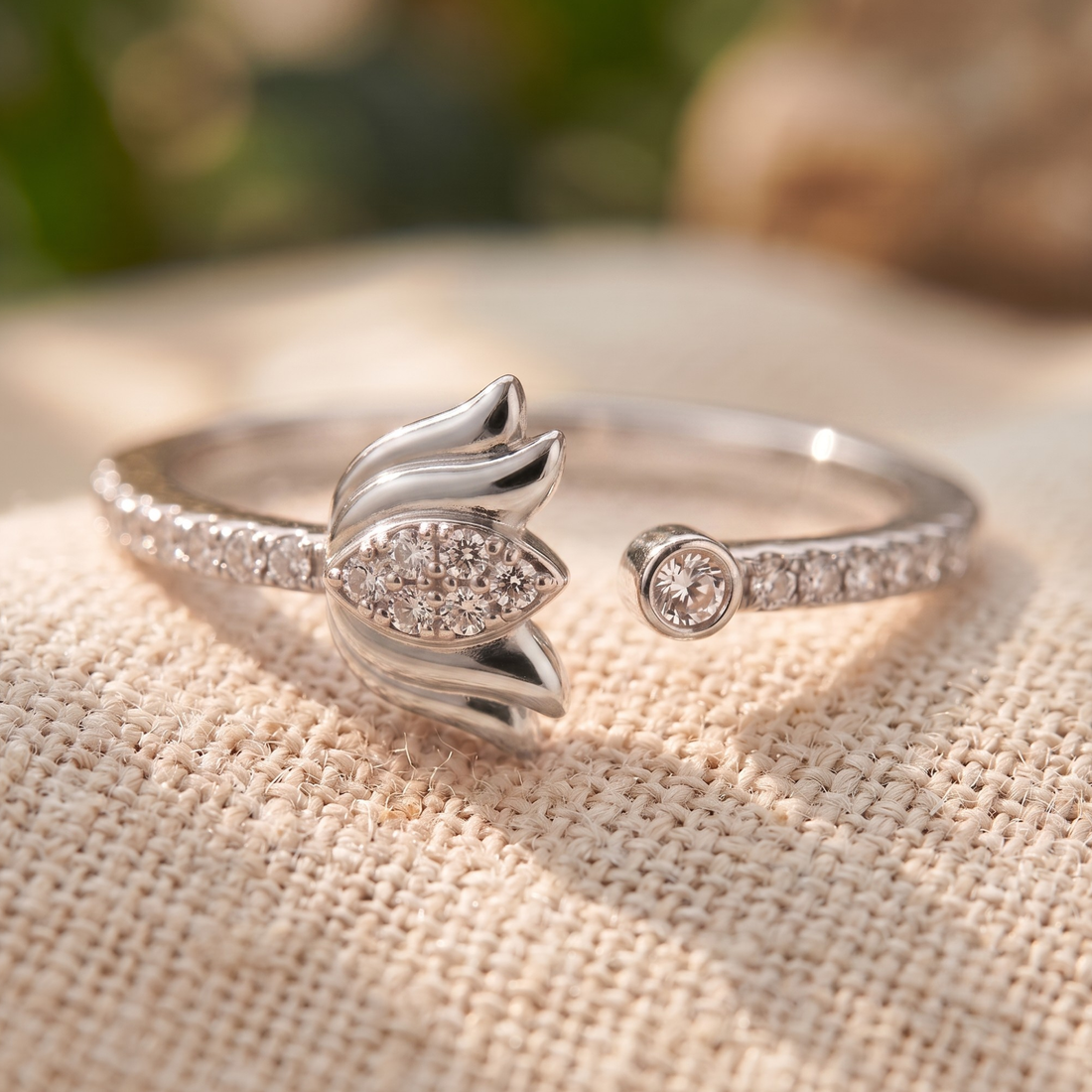 Kiashaa Jewellery 0.68 CTW swan diamond open cuff bracelet in polished rose gold.