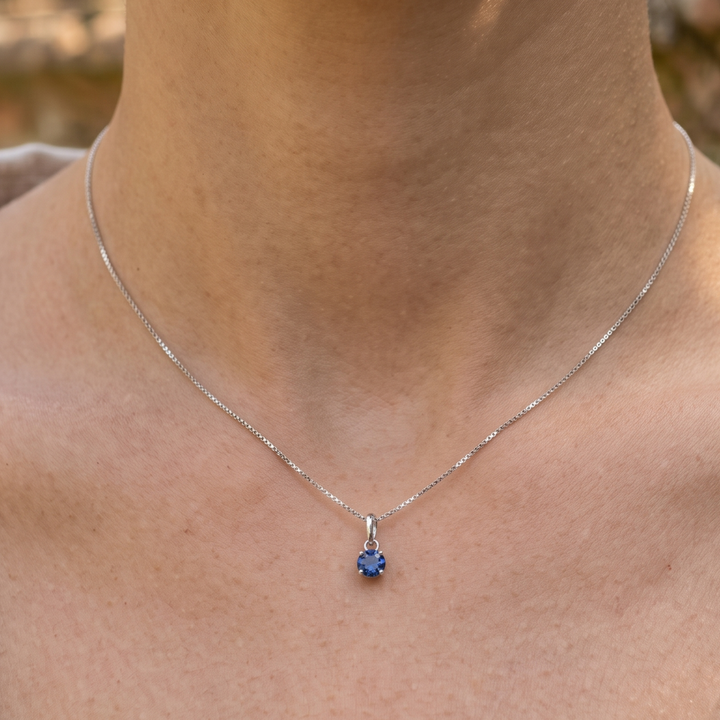 Celestial Blue 0.84 CT Round Solitaire Pendant Necklace in 9K, 14K & 18K Gold