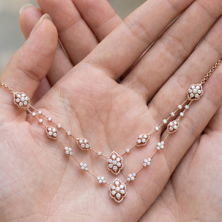 Royal Blossom 5.00 CTW Diamond Layered Necklace in 14K & 18K Gold