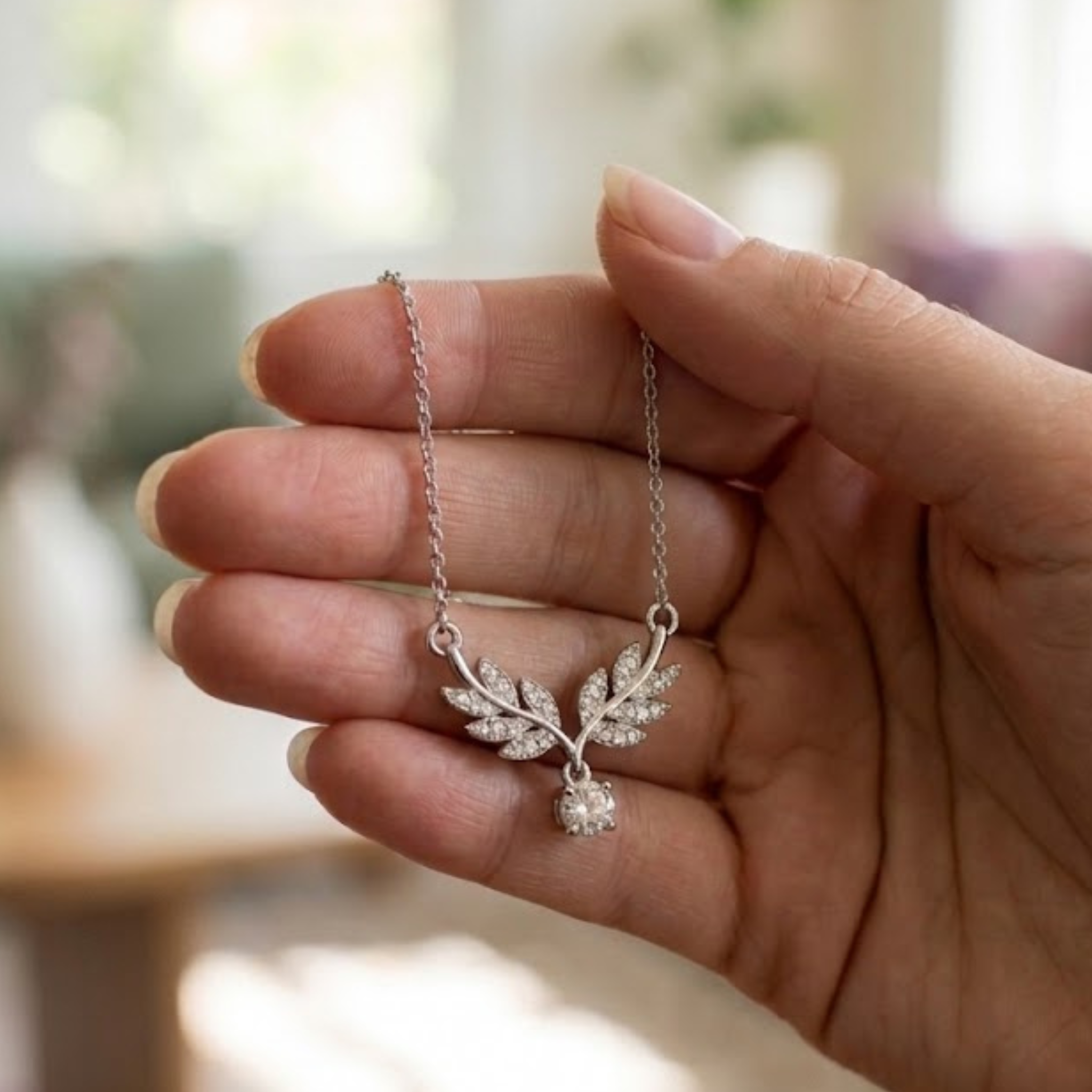 Eternal Laurel 0.27 CTW Diamond Leaf Necklace in 9K, 14K & 18K Gold