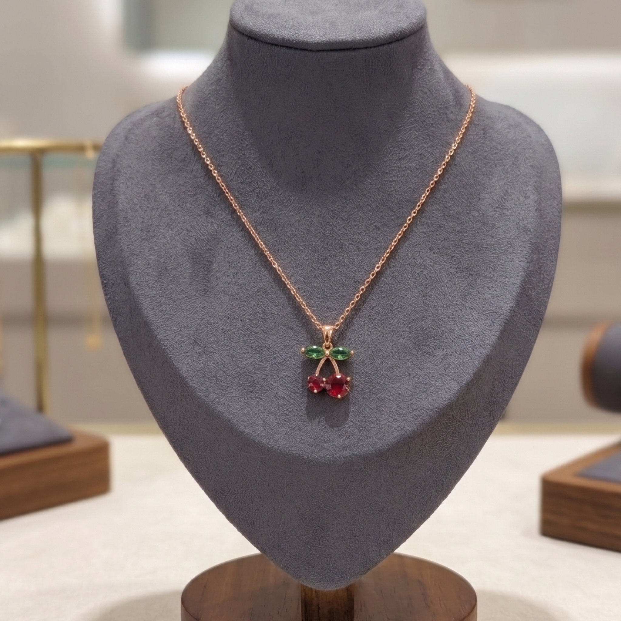 Luxury green and red stone necklace designed for anniversary, birthday and bridal gifting.