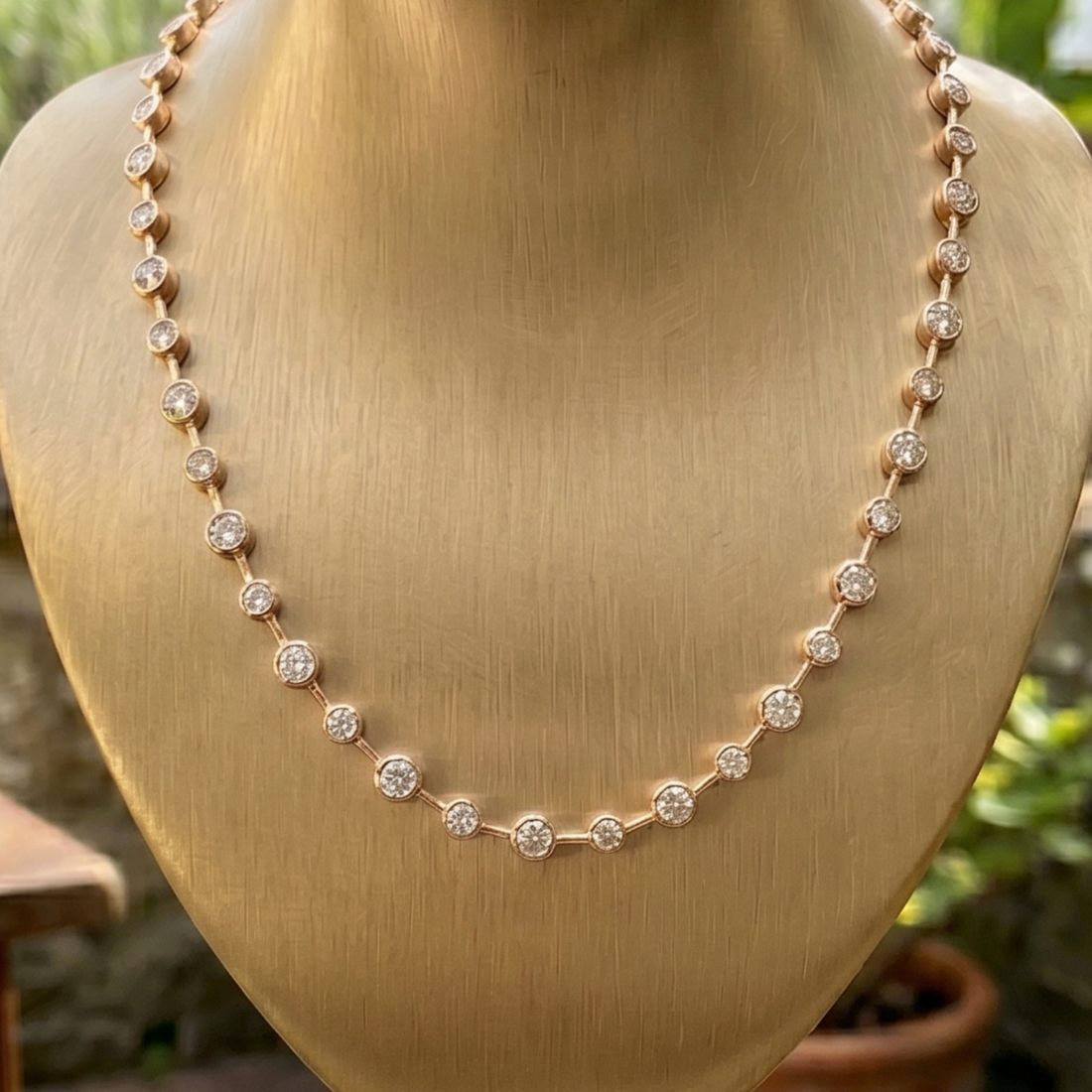 Aurora Bezel 3 CT Round Diamond Station Necklace