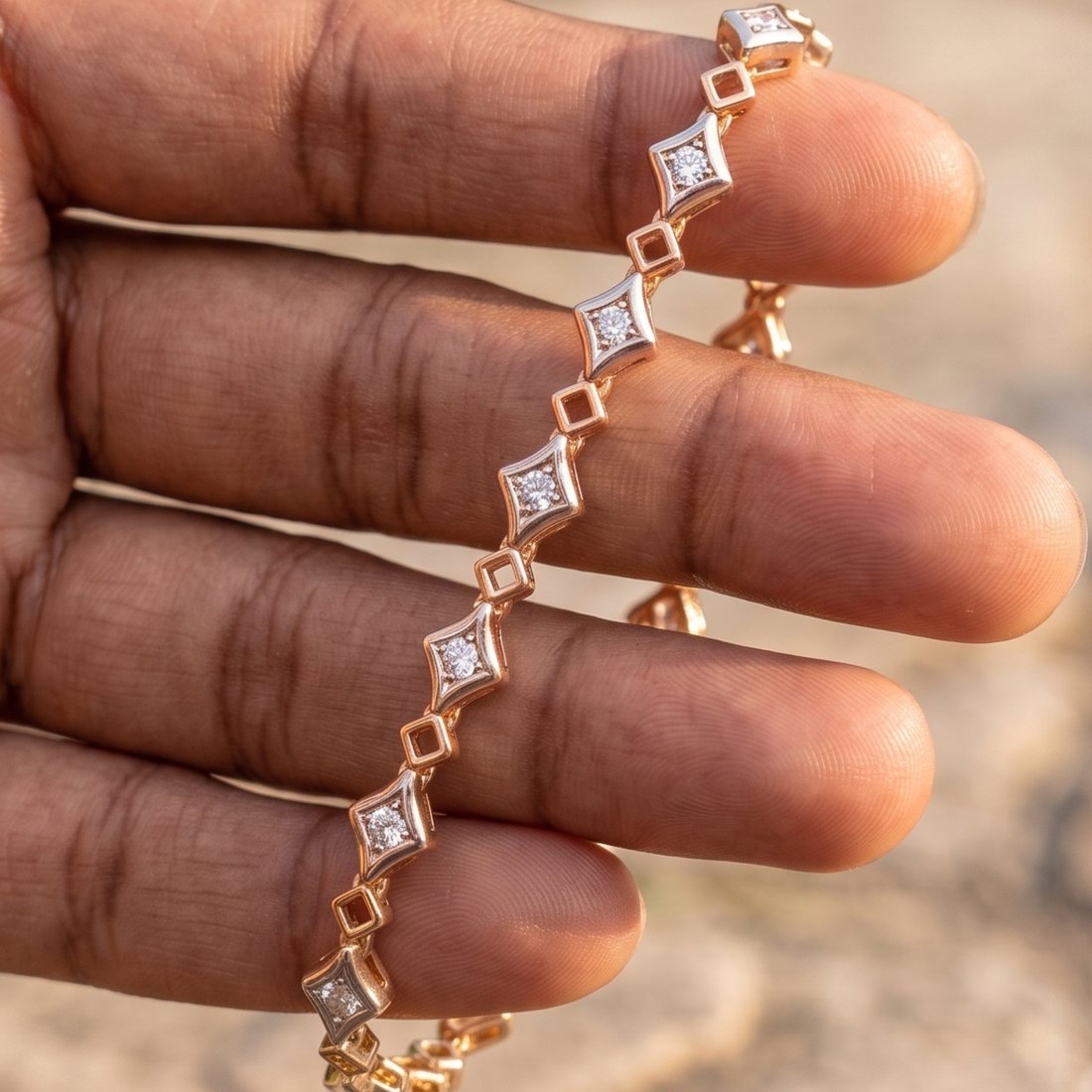 2.40 CTW Princess-Cut Lab-Grown Diamond Geometric Bracelet in 14K & 18K Gold