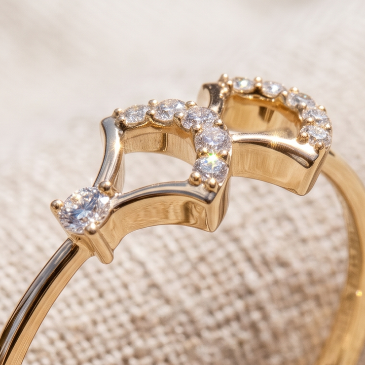 Art Deco Fan Diamond Ring in 9K, 14K & 18K Gold