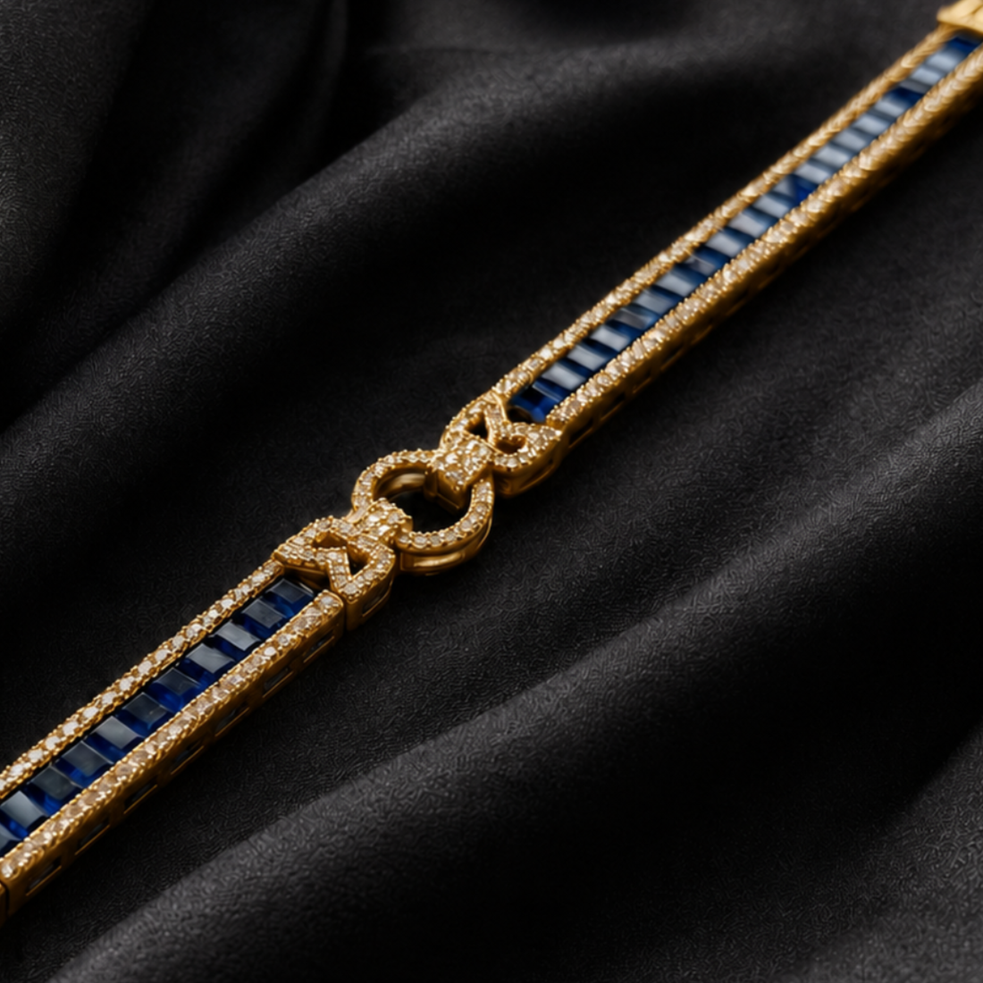 Midnight Royale 8 CT Blue Gemstone & Diamond Link Bracelet