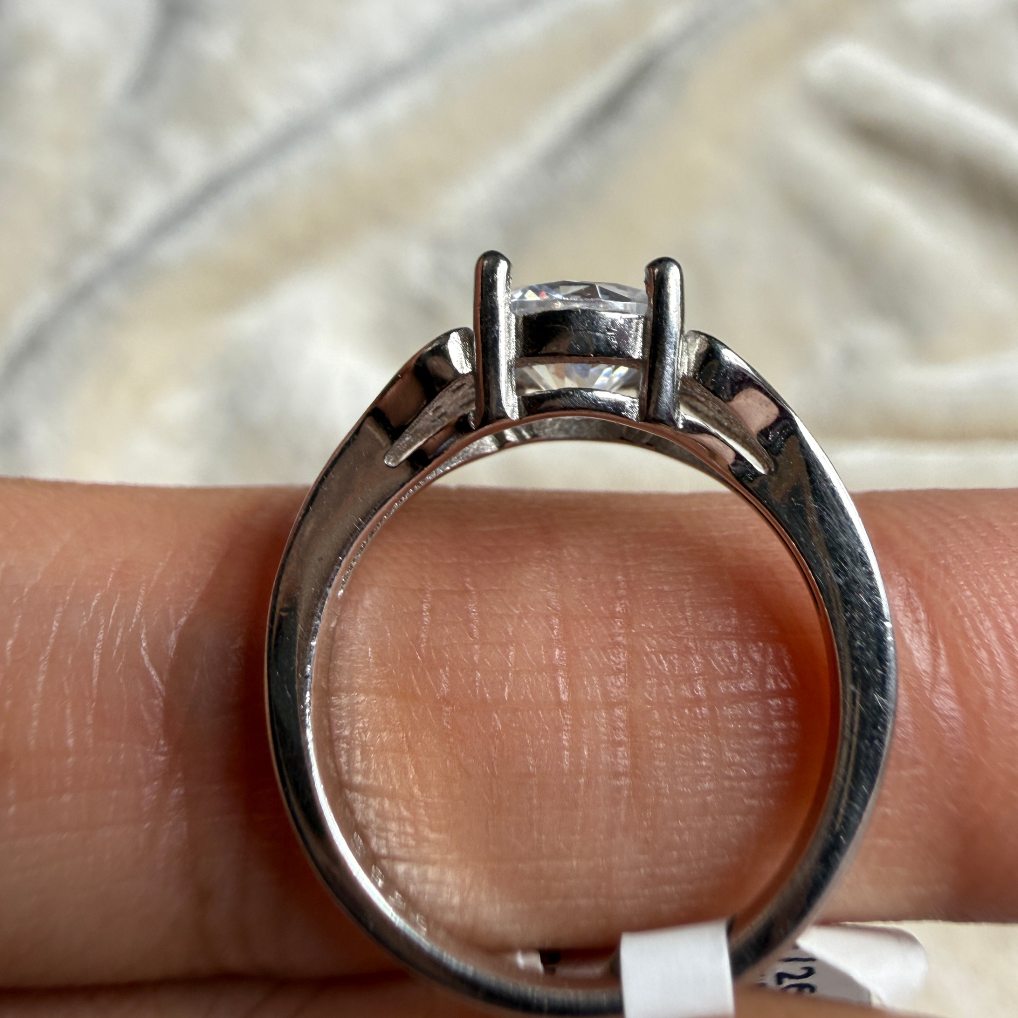 Round lab-grown diamond heart solitaire ring in white gold by Kiashaa Jewellery.
