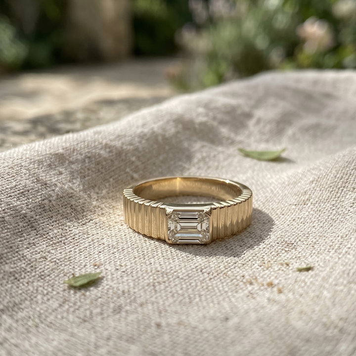 Imperial Ridge 0.75 CT Emerald Cut Diamond Men’s Ring in 9K, 14K & 18K Gold
