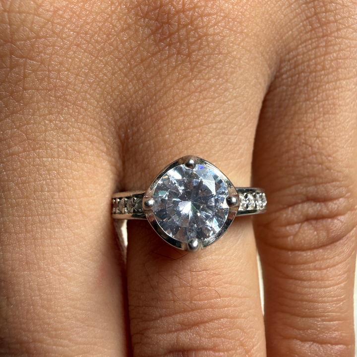 Round lab-grown diamond solitaire ring in white gold by Kiashaa Jewellery.
