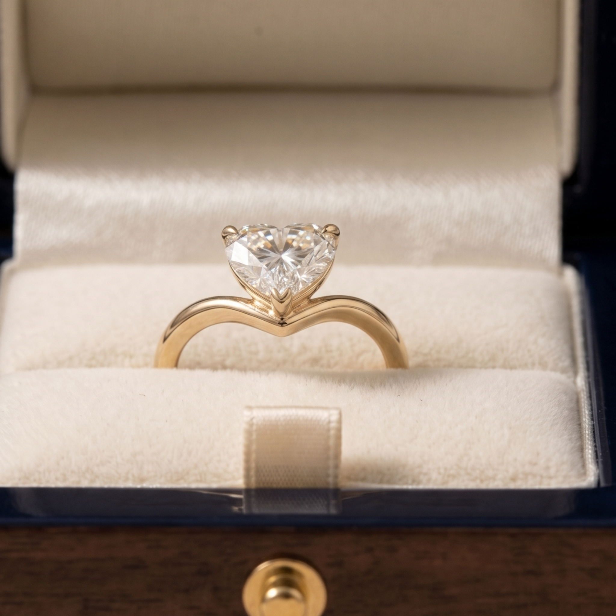 Heart diamond ring available in yellow white and rose gold