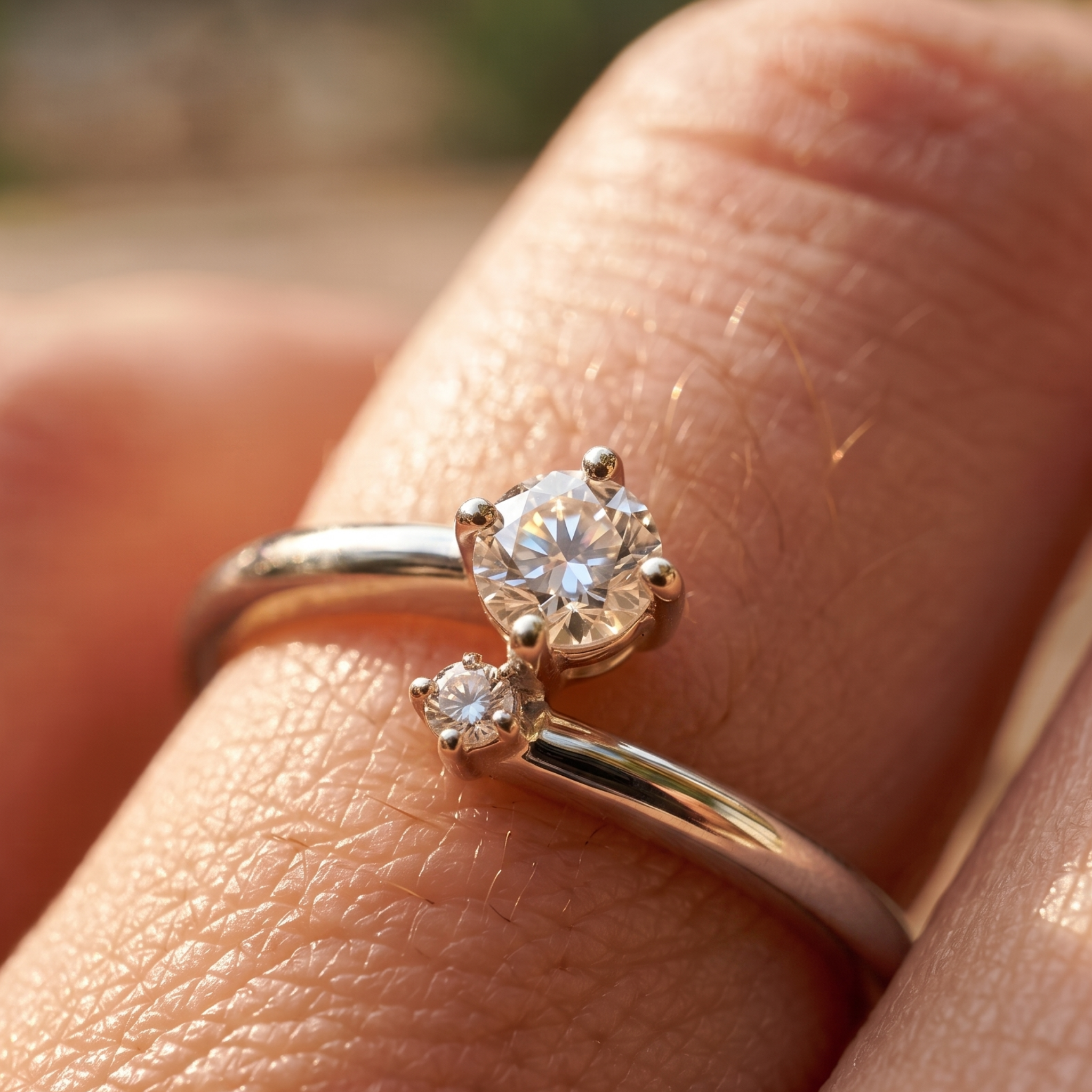 Kiashaa Jewellery 0.275 CTW round diamond bypass ring in polished yellow gold.