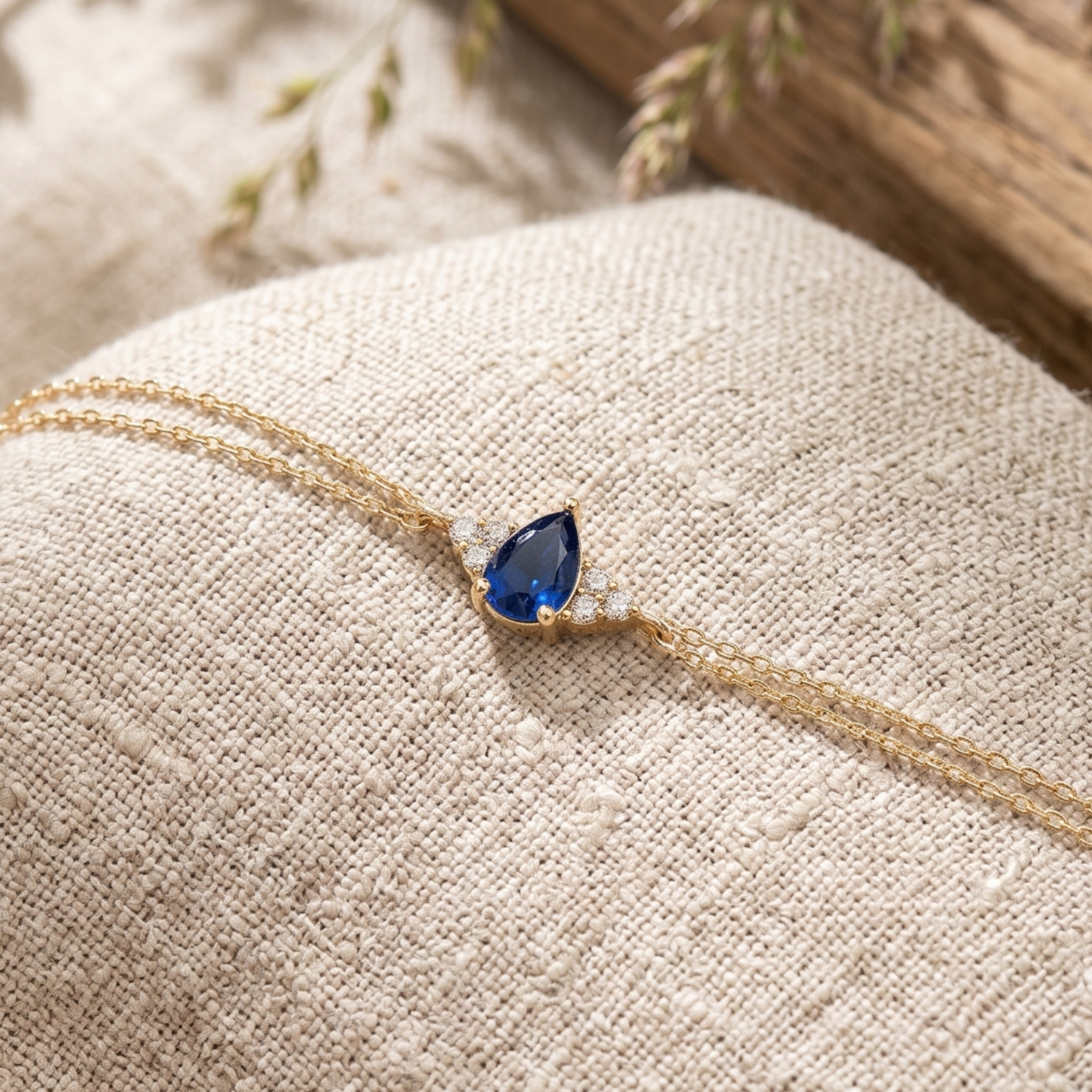 Azure Tear 1.25 CT Pear Blue Gemstone Diamond Bracelet