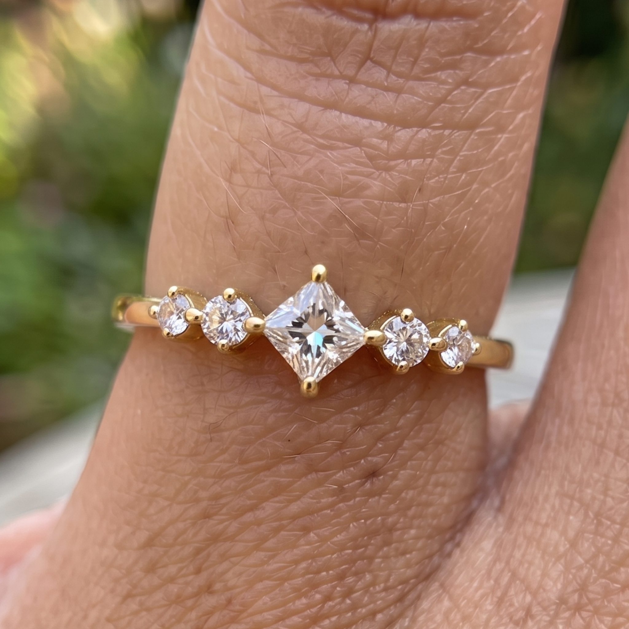 Kiashaa Jewellery 0.764 CTW princess and round diamond ring in polished rose gold.