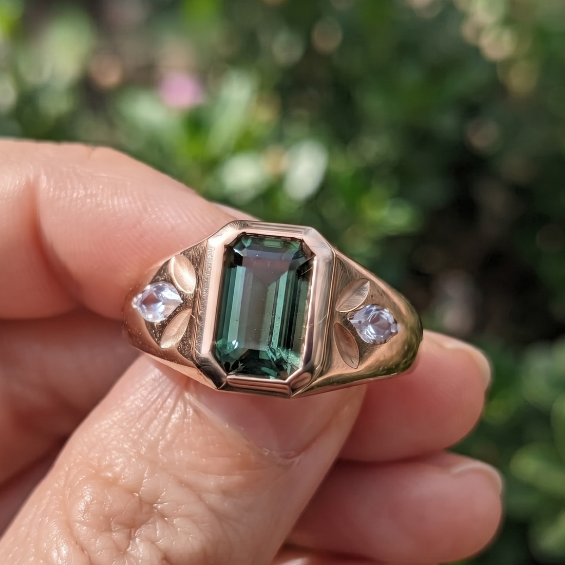 Verdant Signet 1.39 CTW Emerald & Side Diamond Ring in 9K, 14K & 18K Gold