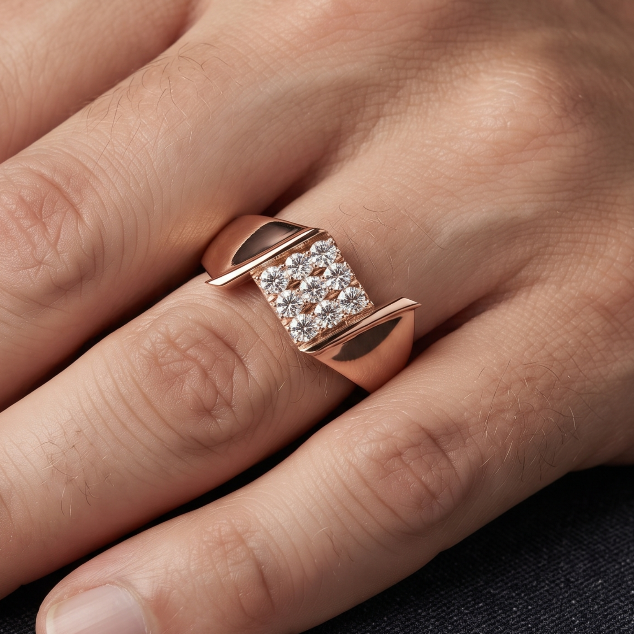 Luxury diamond engagement ring with a luminous center stone, presented on ivory by Kiashaa Jewellery