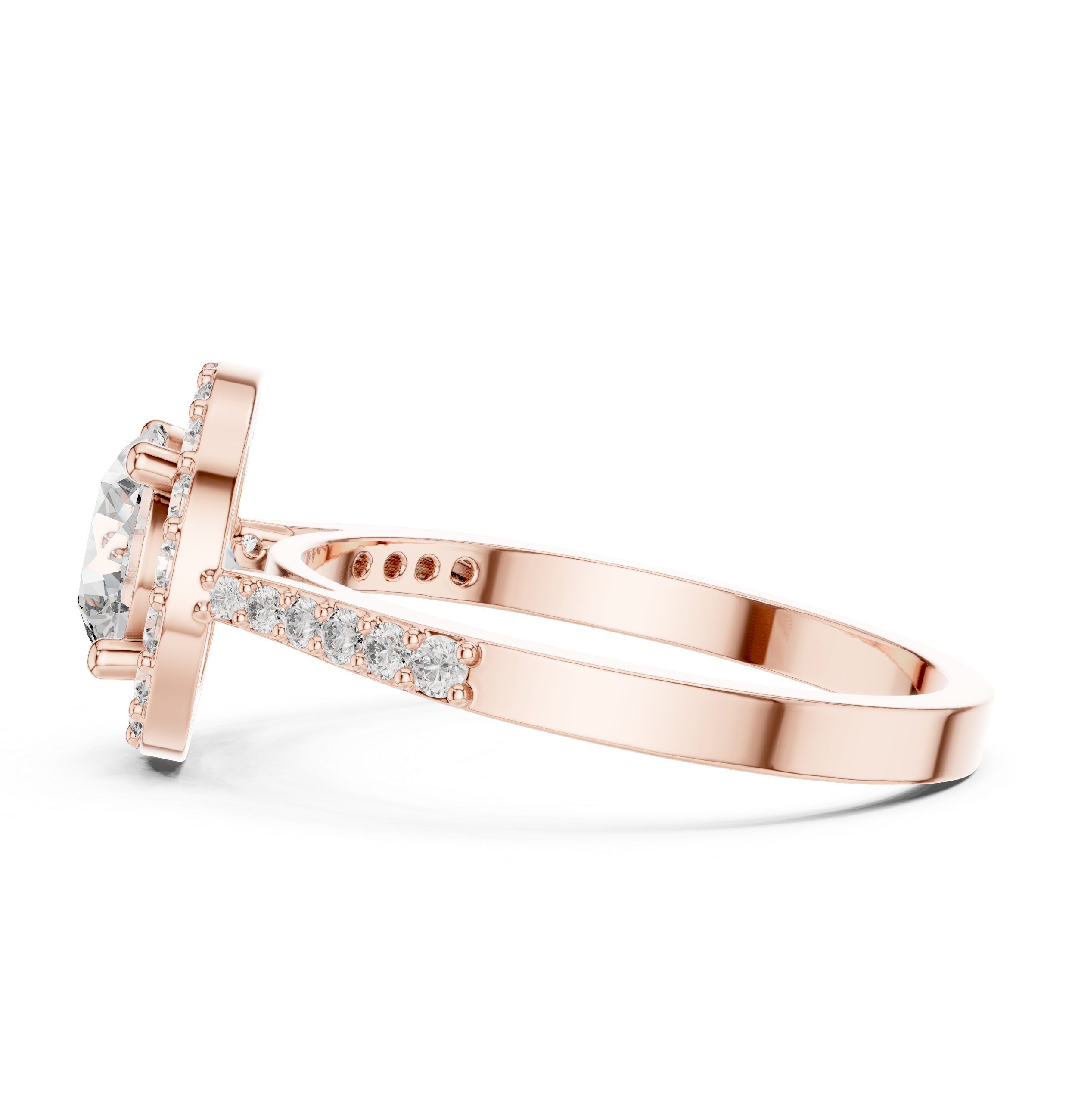 IGI Certified Lab-Grown Diamond Halo Engagement Ring | 14K & 18K Rose Gold | Kiashaa Jewellery