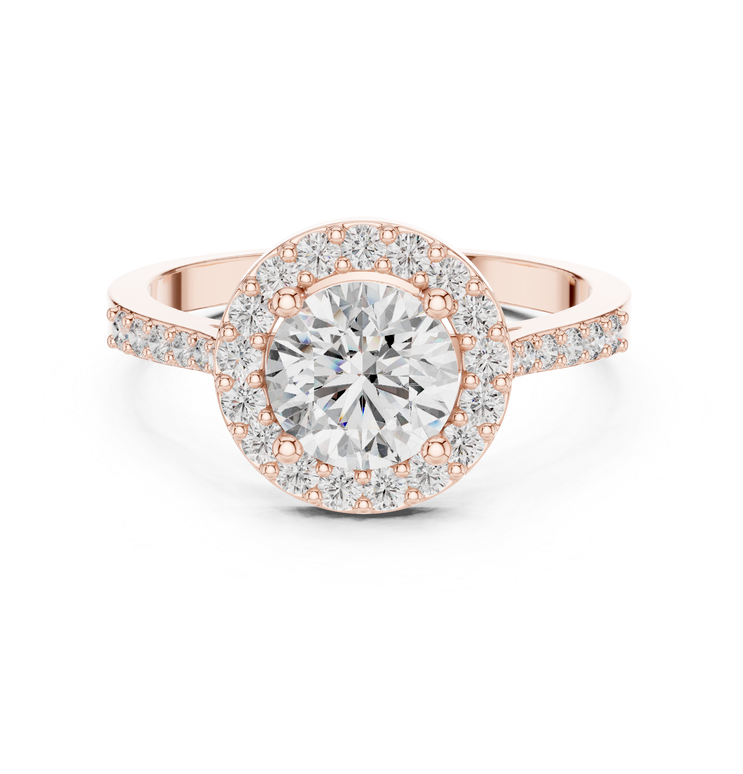 IGI Certified Lab-Grown Diamond Halo Engagement Ring | 14K & 18K Rose Gold | Kiashaa Jewellery