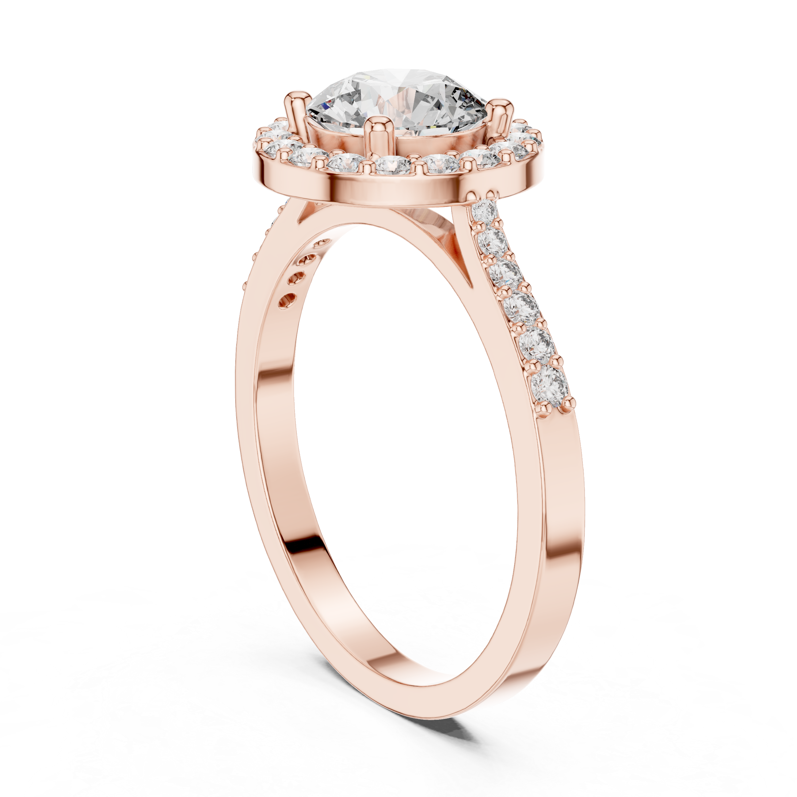 IGI Certified Lab-Grown Diamond Halo Engagement Ring | 14K & 18K Rose Gold | Kiashaa Jewellery