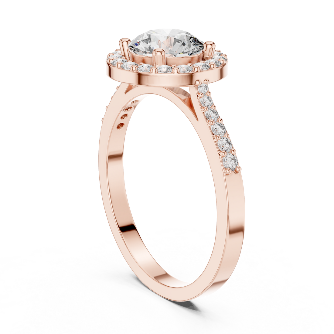 IGI Certified Lab-Grown Diamond Halo Engagement Ring | 14K & 18K Rose Gold | Kiashaa Jewellery