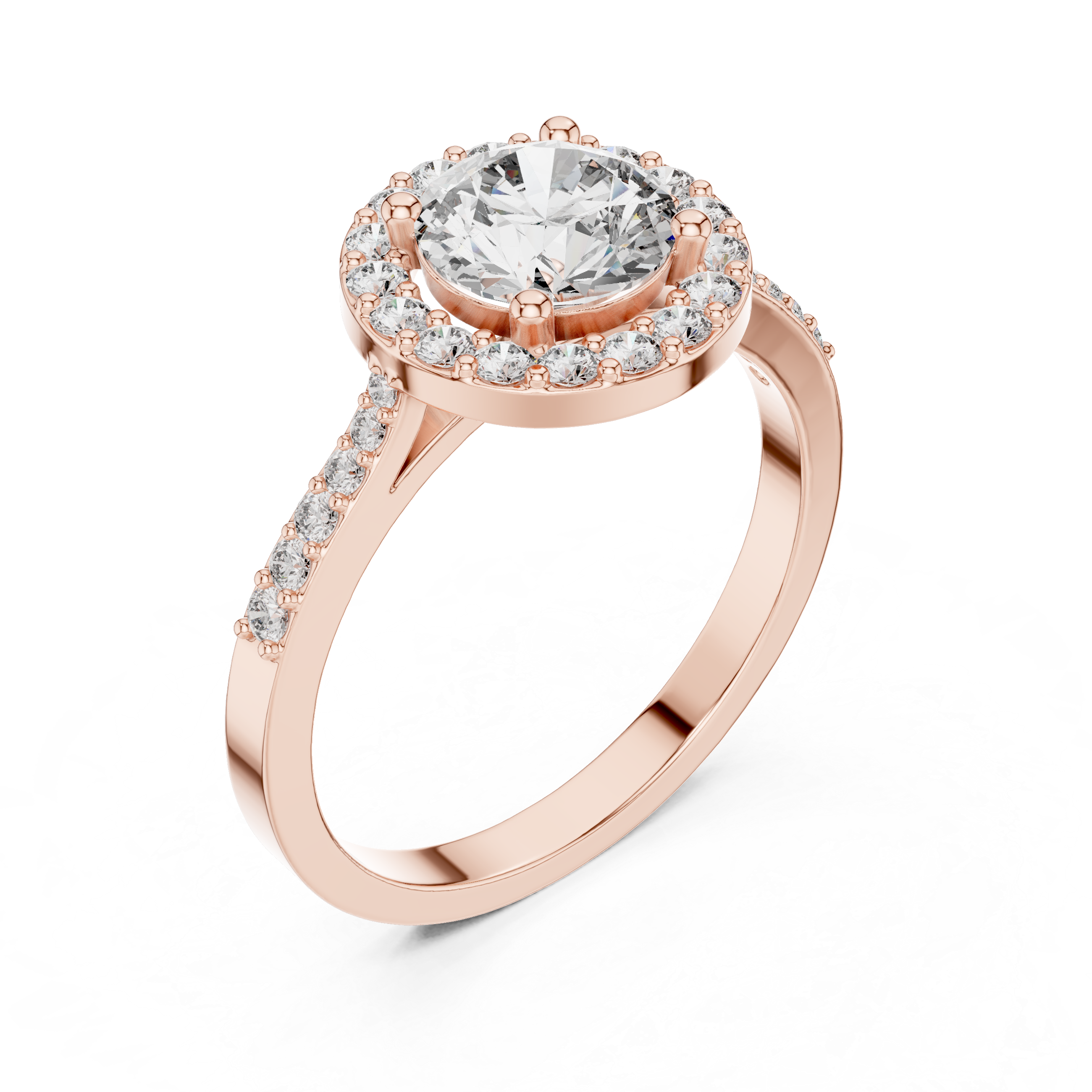 IGI Certified Lab-Grown Diamond Halo Engagement Ring | 14K & 18K Rose Gold | Kiashaa Jewellery