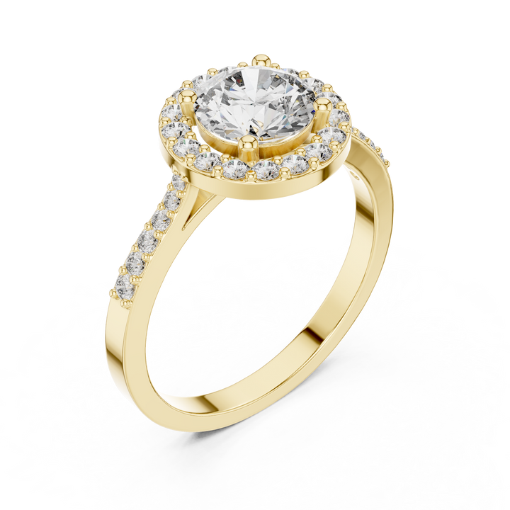 IGI Certified Lab-Grown Diamond Halo Engagement Ring | 14K & 18K Rose Gold | Kiashaa Jewellery