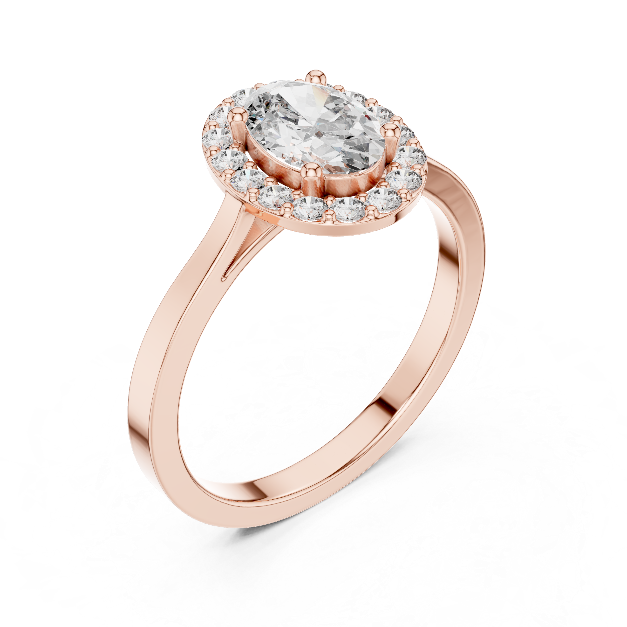 IGI Certified Oval-Cut Lab-Grown Diamond Halo Ring | 14K & 18K Rose Gold | Kiashaa Jewellery