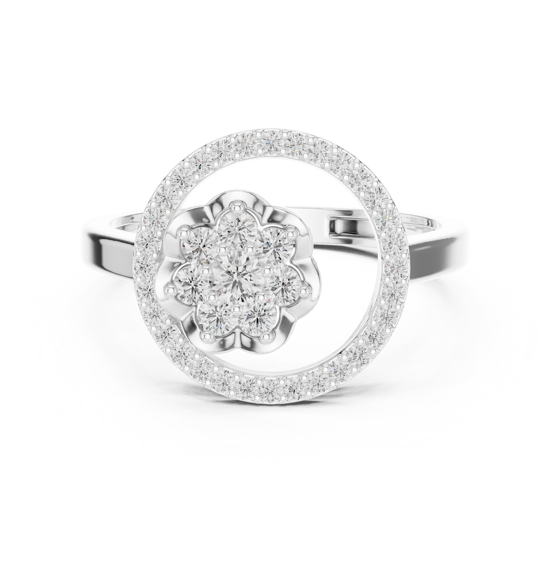 IGI Certified Round Cluster Lab-Grown Diamond Halo Ring | 14K & 18K Rose Gold | Kiashaa Jewellery