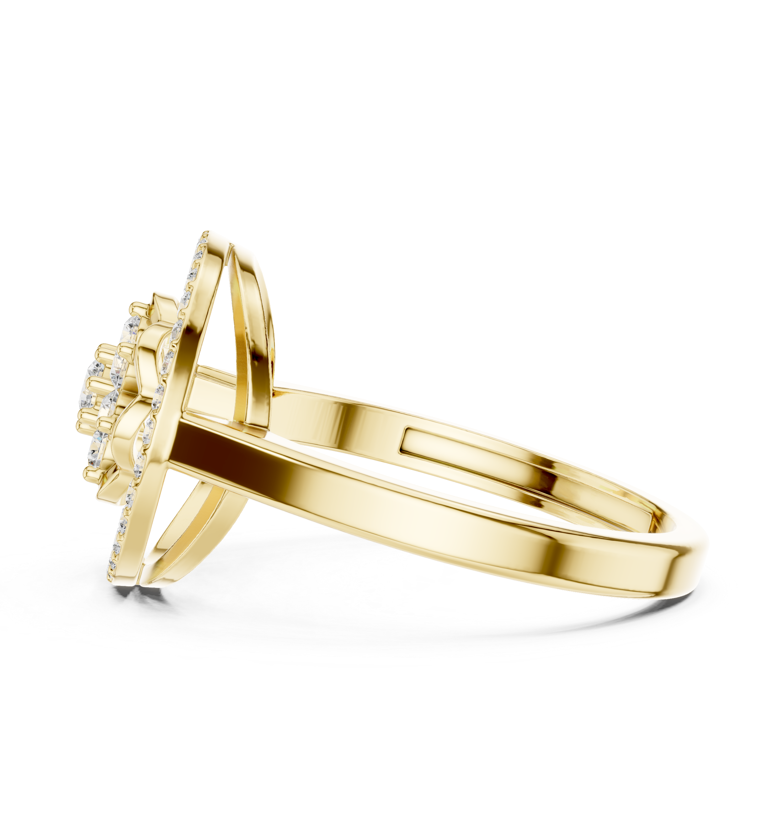 IGI Certified Round Cluster Lab-Grown Diamond Halo Ring | 14K & 18K Rose Gold | Kiashaa Jewellery