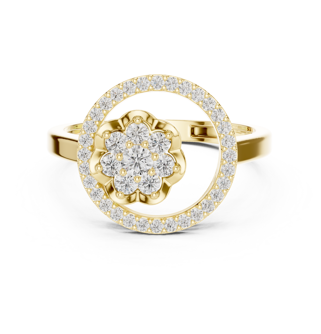 IGI Certified Round Cluster Lab-Grown Diamond Halo Ring | 14K & 18K Rose Gold | Kiashaa Jewellery