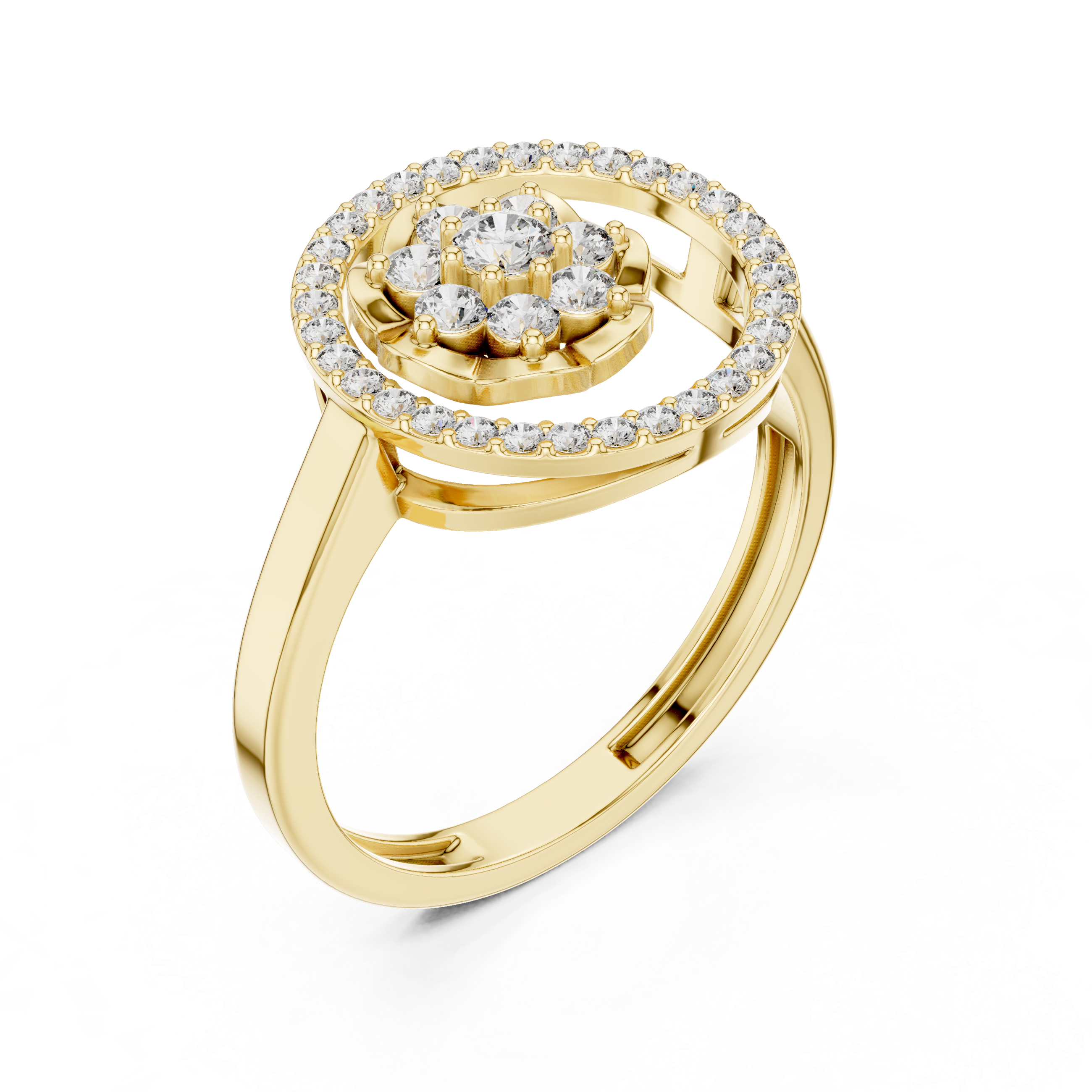 IGI Certified Round Cluster Lab-Grown Diamond Halo Ring | 14K & 18K Rose Gold | Kiashaa Jewellery
