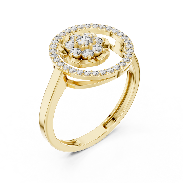 IGI Certified Round Cluster Lab-Grown Diamond Halo Ring | 14K & 18K Rose Gold | Kiashaa Jewellery