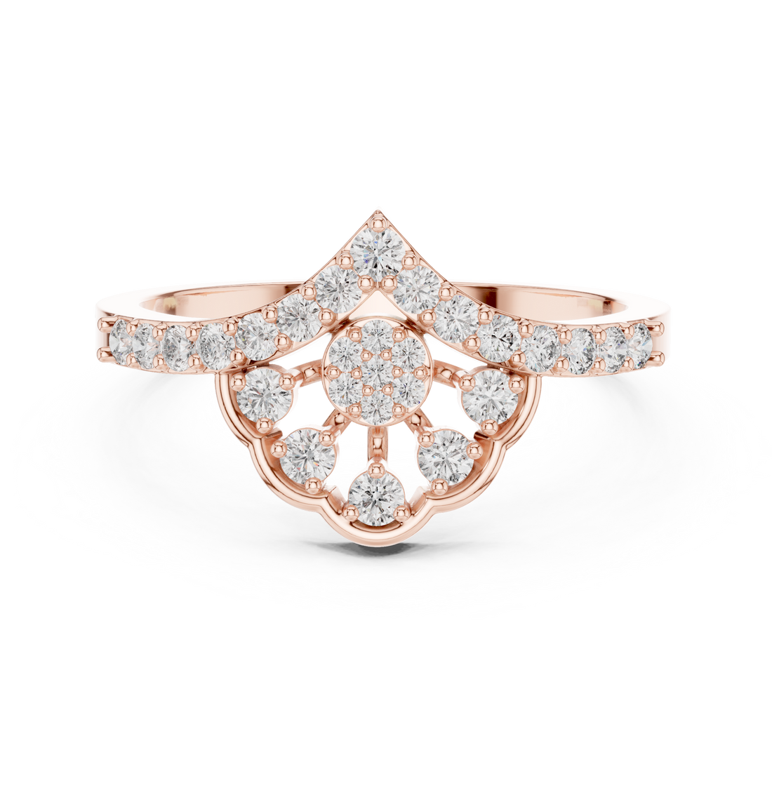 IGI Certified Round Cluster Lab-Grown Diamond Ring | 14K & 18K Rose Gold | Kiashaa Jewellery