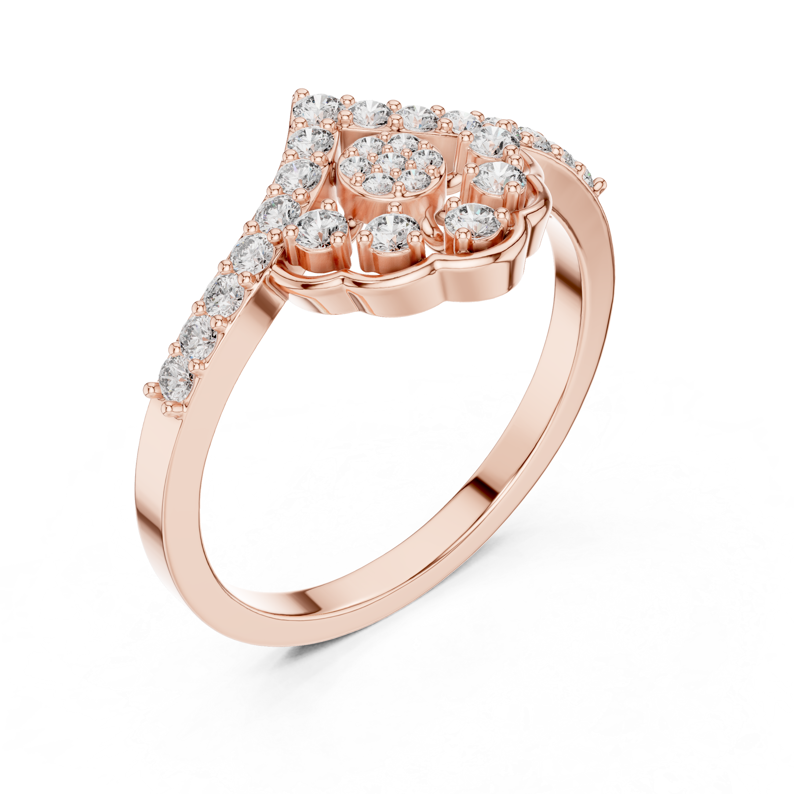 IGI Certified Round Cluster Lab-Grown Diamond Ring | 14K & 18K Rose Gold | Kiashaa Jewellery