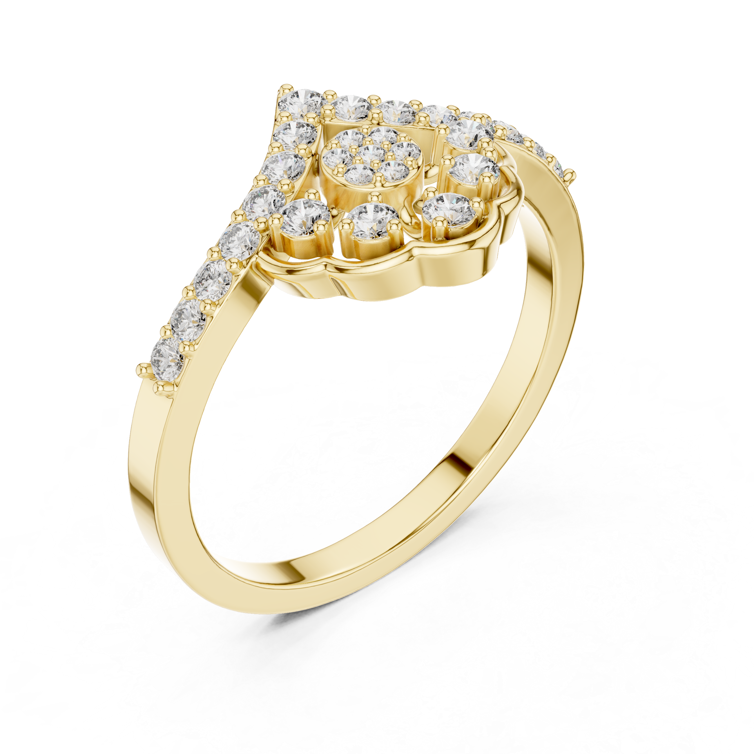 IGI Certified Round Cluster Lab-Grown Diamond Ring | 14K & 18K Rose Gold | Kiashaa Jewellery
