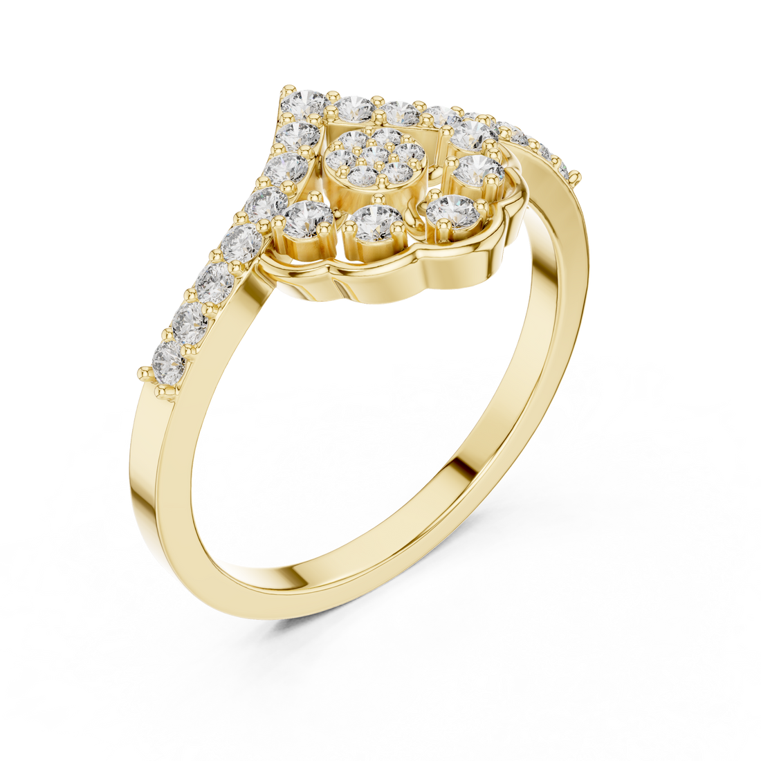 IGI Certified Round Cluster Lab-Grown Diamond Ring | 14K & 18K Rose Gold | Kiashaa Jewellery
