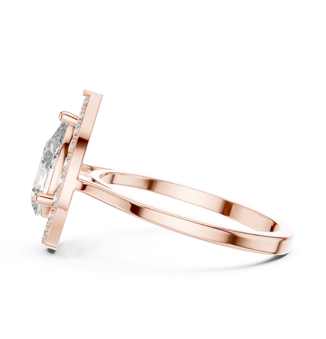 IGI Certified Pear-Shaped Halo Lab-Grown Diamond Ring | 14K & 18K Rose Gold | Kiashaa Jewellery