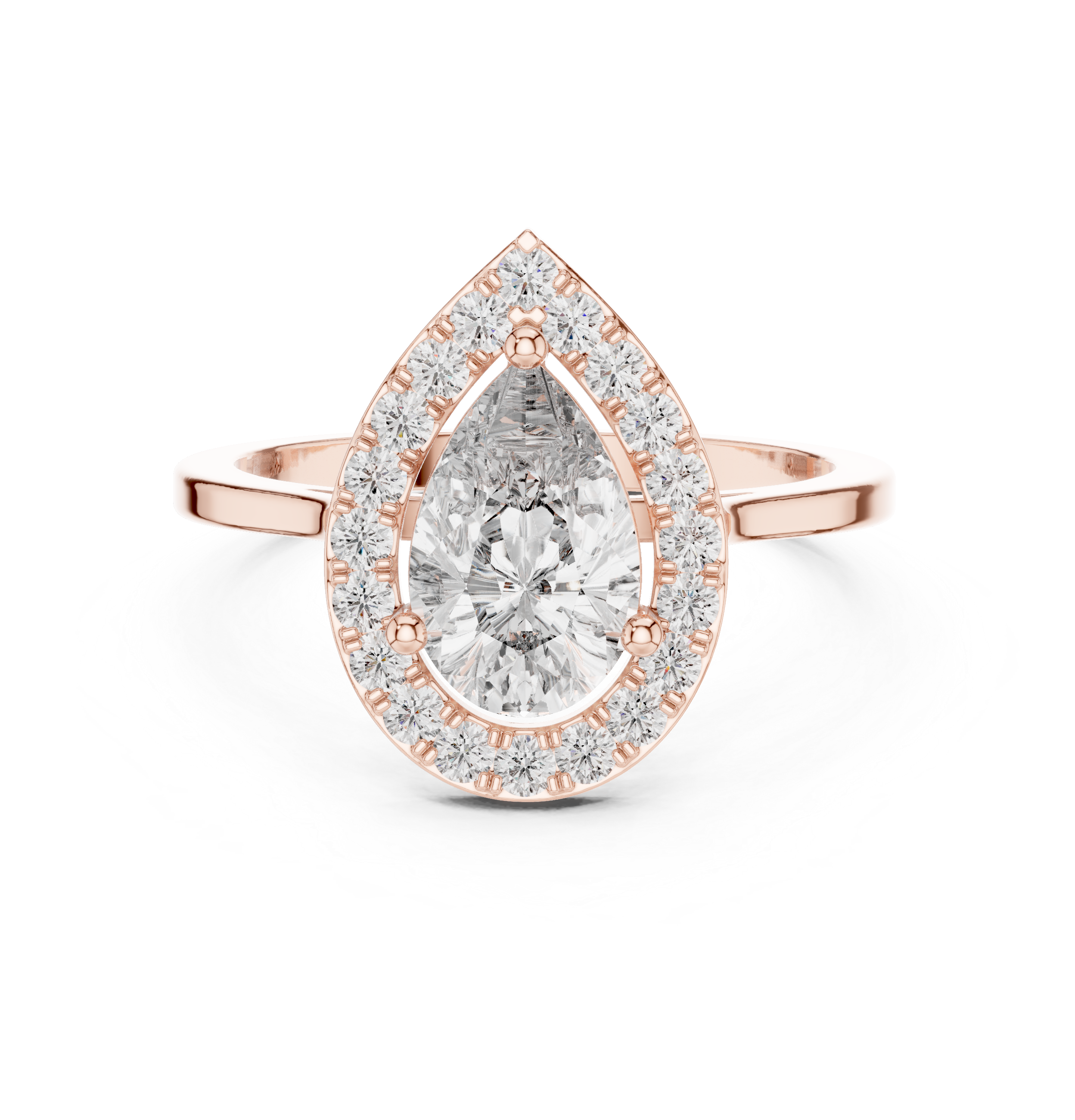 IGI Certified Pear-Shaped Halo Lab-Grown Diamond Ring | 14K & 18K Rose Gold | Kiashaa Jewellery