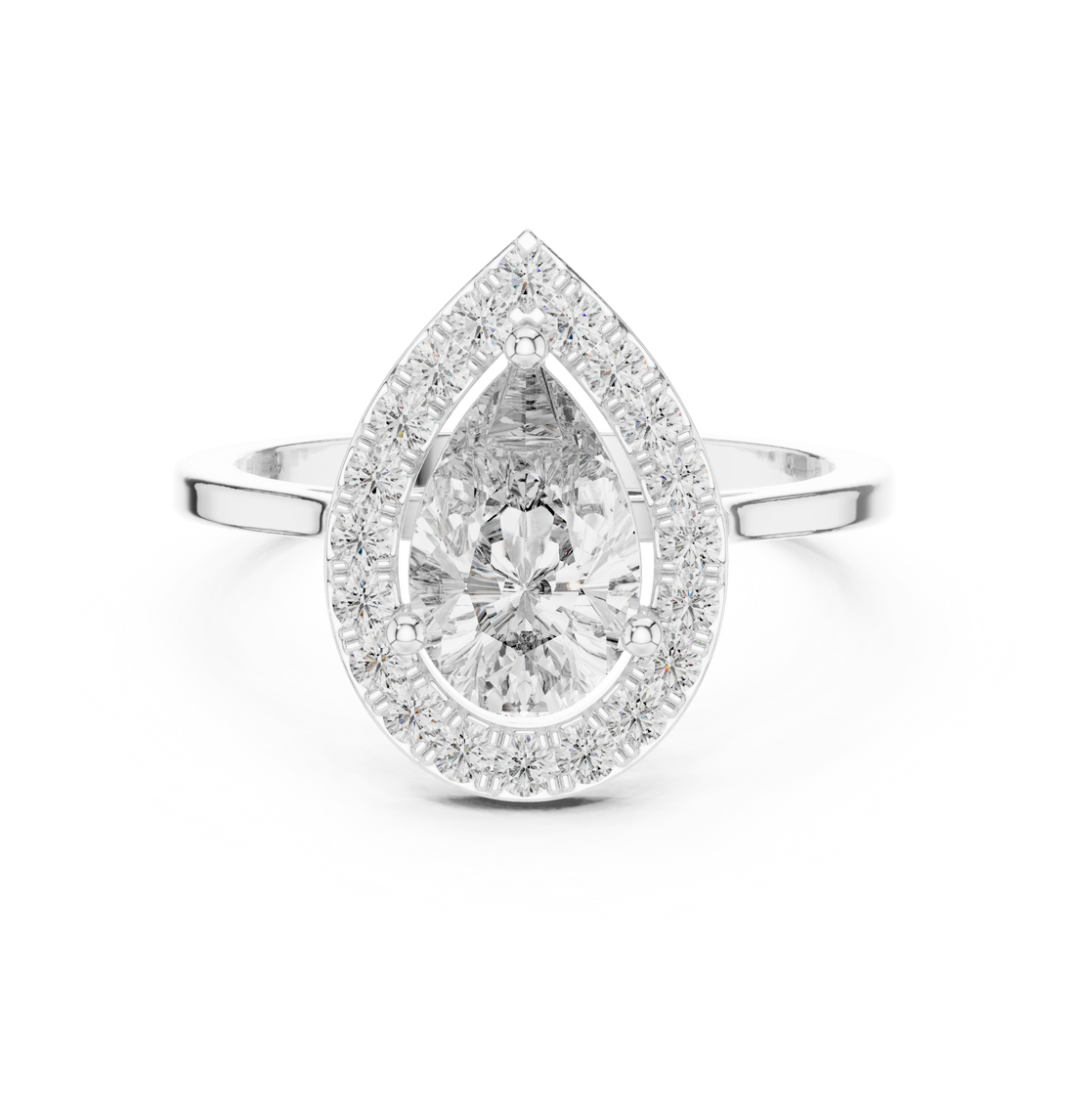 IGI Certified Pear-Shaped Halo Lab-Grown Diamond Ring | 14K & 18K Rose Gold | Kiashaa Jewellery