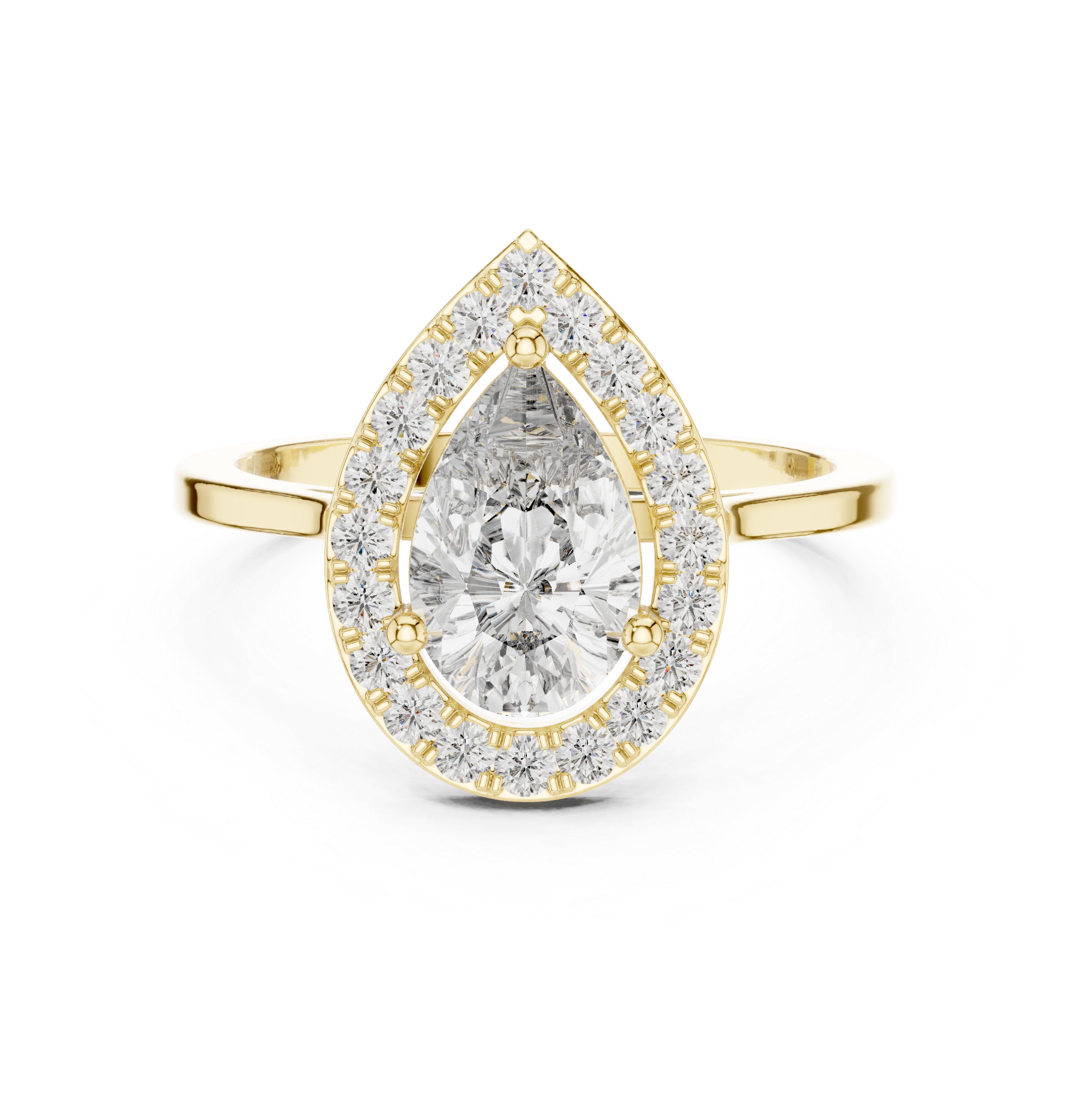 IGI Certified Pear-Shaped Halo Lab-Grown Diamond Ring | 14K & 18K Rose Gold | Kiashaa Jewellery
